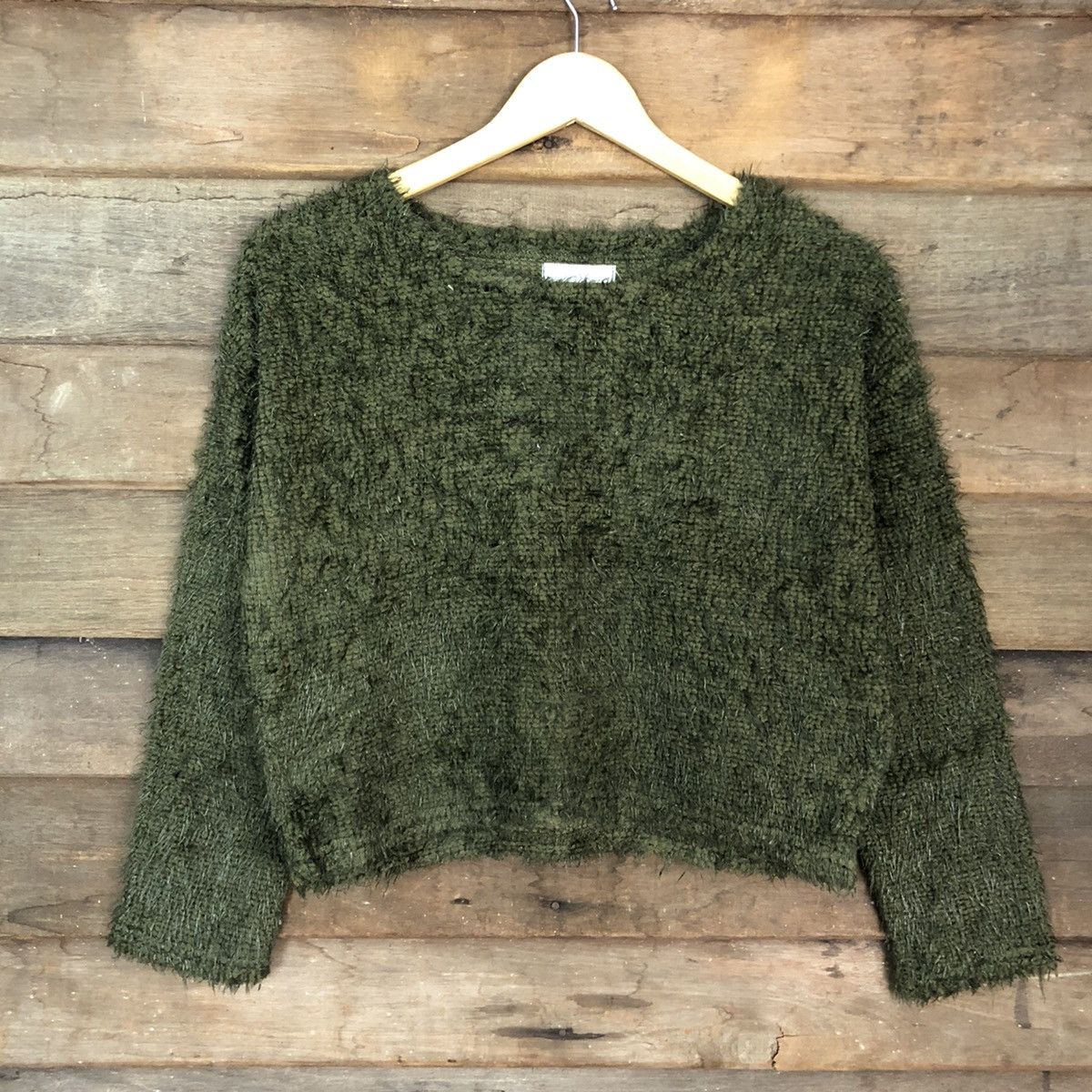 Homespun Knitwear DL Fun Green Mohair Shag Shaggy Knitwear #B642 Size S / US 4 / IT 40 - 8 Thumbnail
