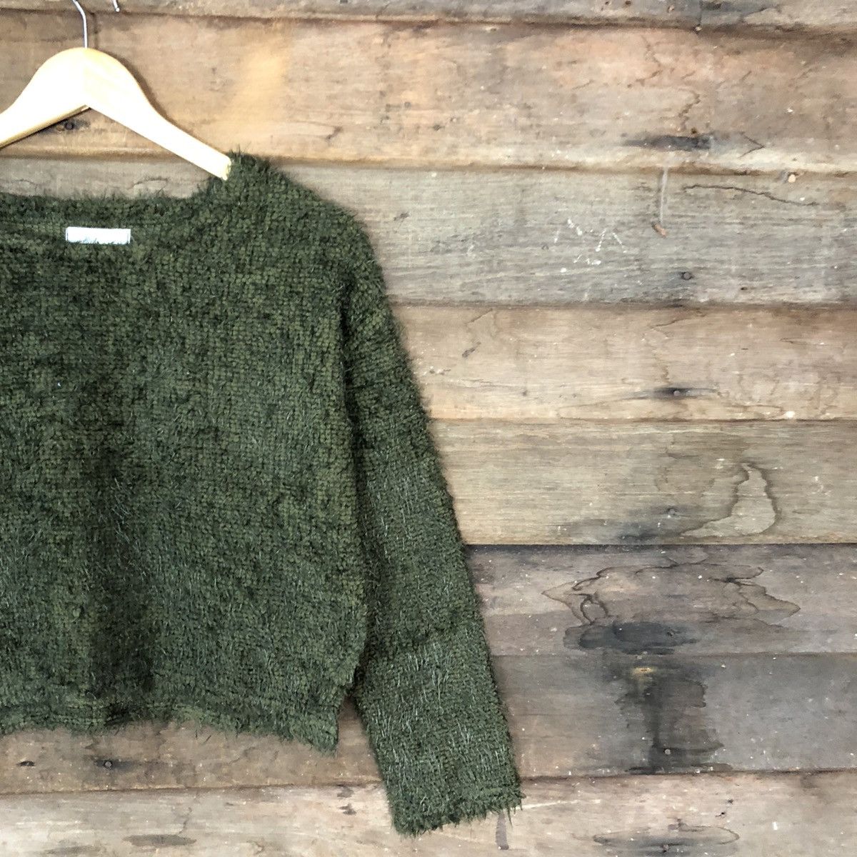 Homespun Knitwear DL Fun Green Mohair Shag Shaggy Knitwear #B642 Size S / US 4 / IT 40 - 5 Thumbnail