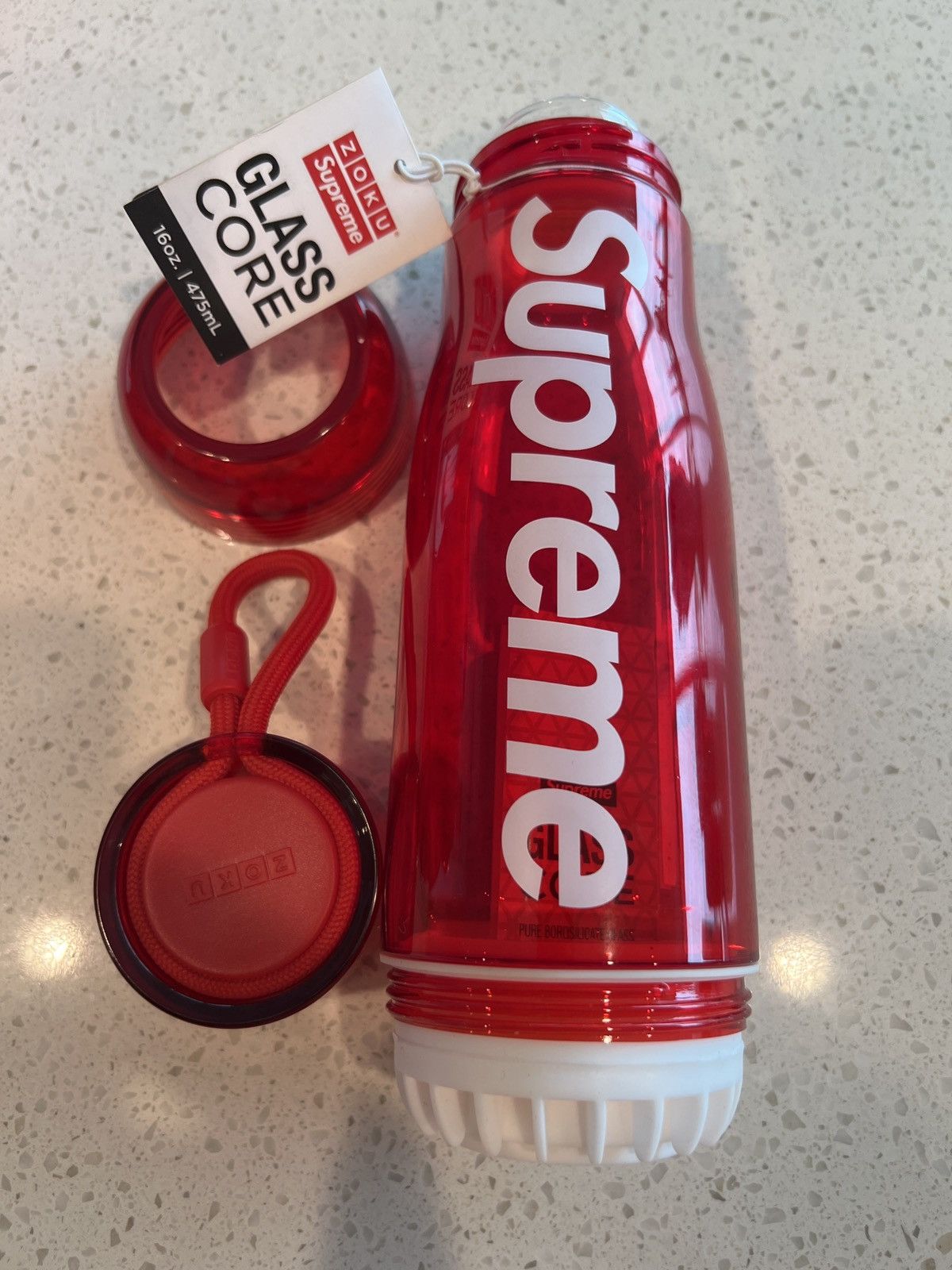 Supreme x Zoku glass core water bottle NEW on sale