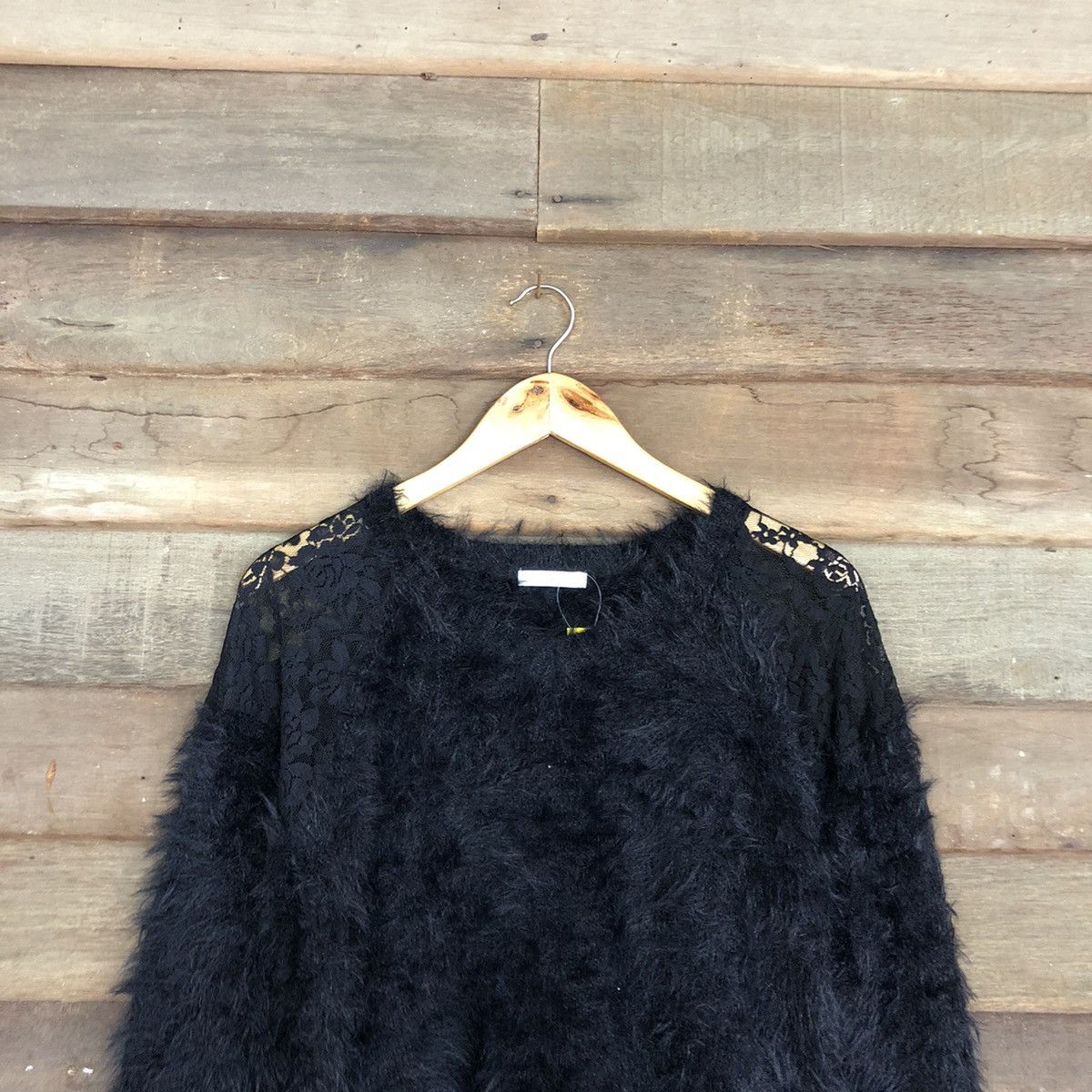 Homespun Knitwear DL Olive Des Olive Black Mohair fur shaggy Knitwear #B624 Size S / US 4 / IT 40 - 2 Thumbnail