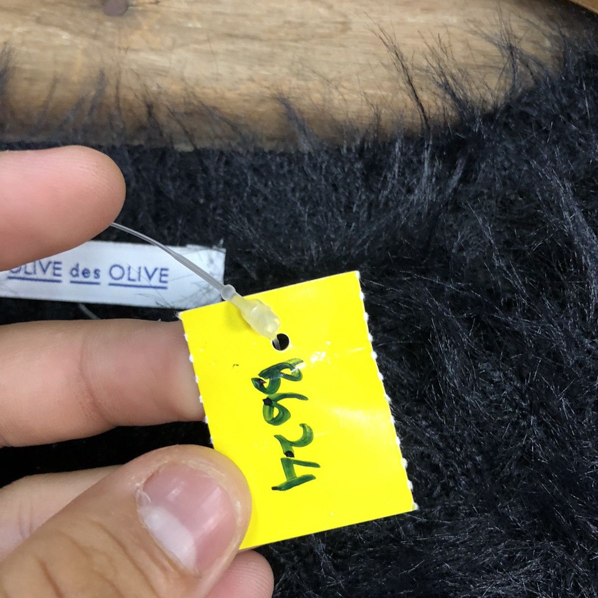 Homespun Knitwear DL Olive Des Olive Black Mohair fur shaggy Knitwear #B624 Size S / US 4 / IT 40 - 11 Thumbnail