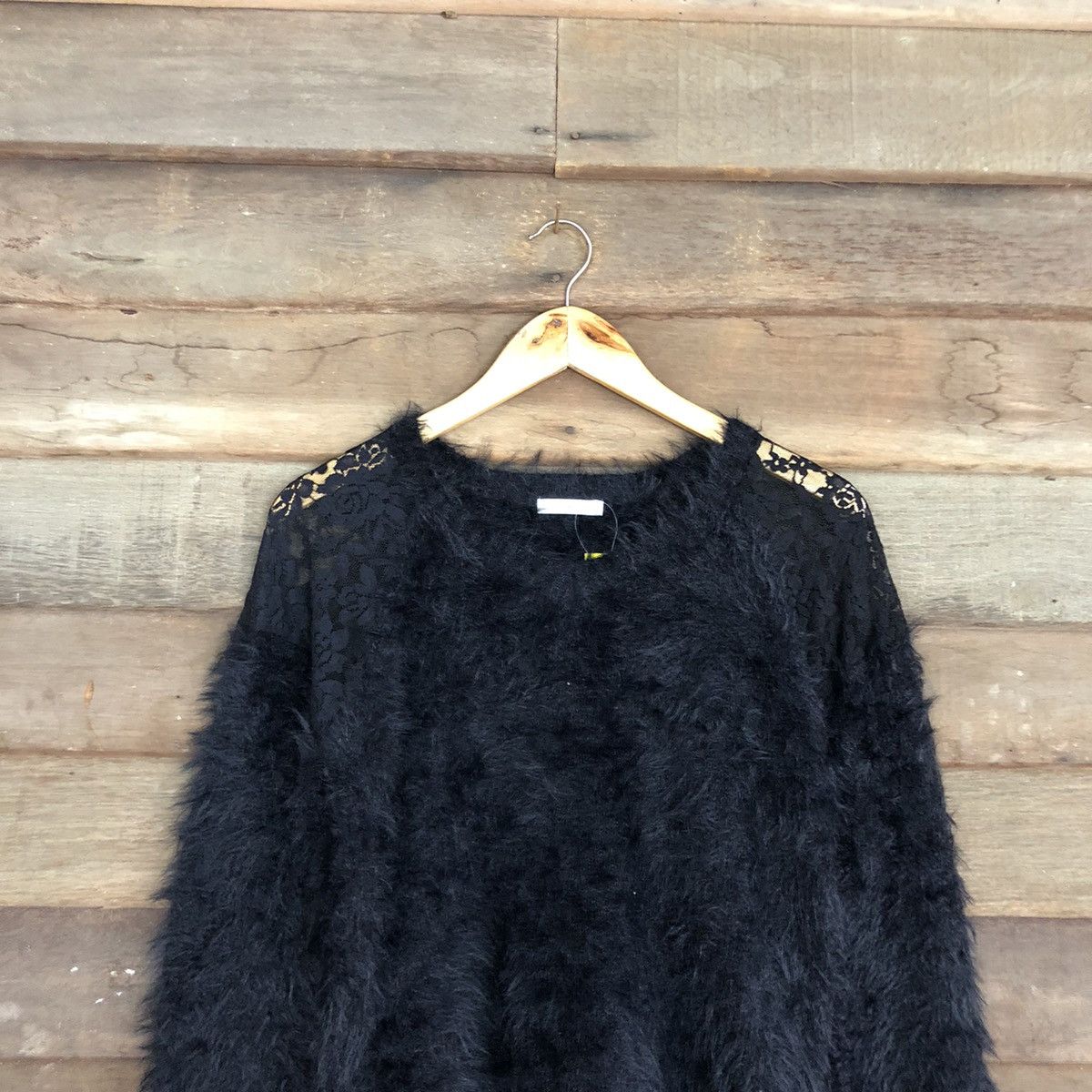 Homespun Knitwear DL Olive Des Olive Black Mohair fur shaggy Knitwear #B624 Size S / US 4 / IT 40 - 9 Thumbnail
