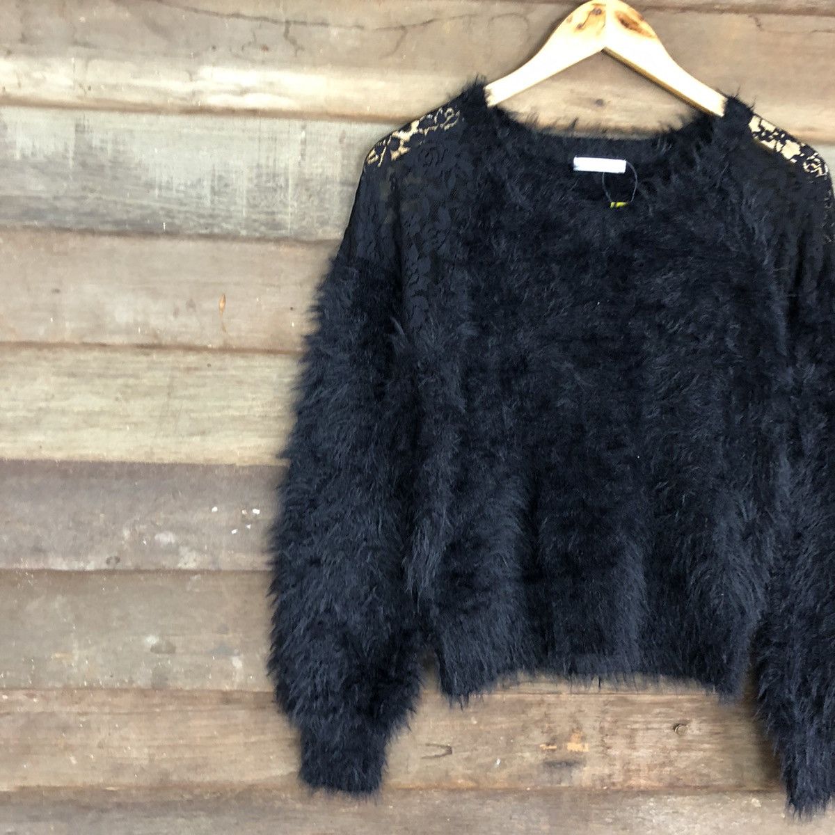 Homespun Knitwear DL Olive Des Olive Black Mohair fur shaggy Knitwear #B624 Size S / US 4 / IT 40 - 7 Thumbnail
