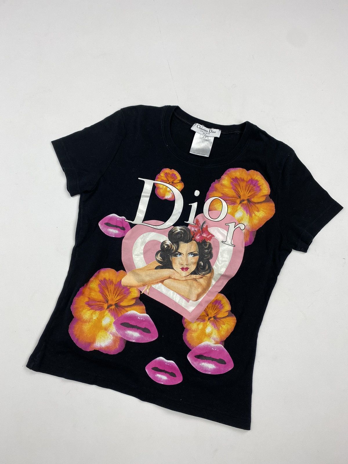 Vintage CHRISTIAN DIOR Spring Summer 2005 Floral Print T-Shirt