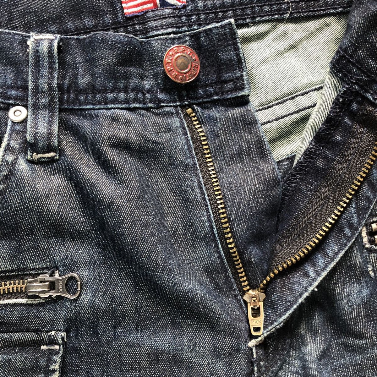 20471120 Japan R.P.T. Bushpant Motorcycle Zip Cargo Patina Fades Pant Size US 31 - 14 Thumbnail