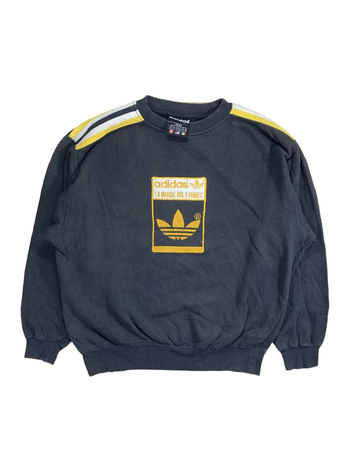 Adidas × Vintage Vintage 90s Adidas Big Logo Sweatshirt Aux 3 Bandes Size S Size US S / EU 44-46 / 1 - 1 Thumbnail