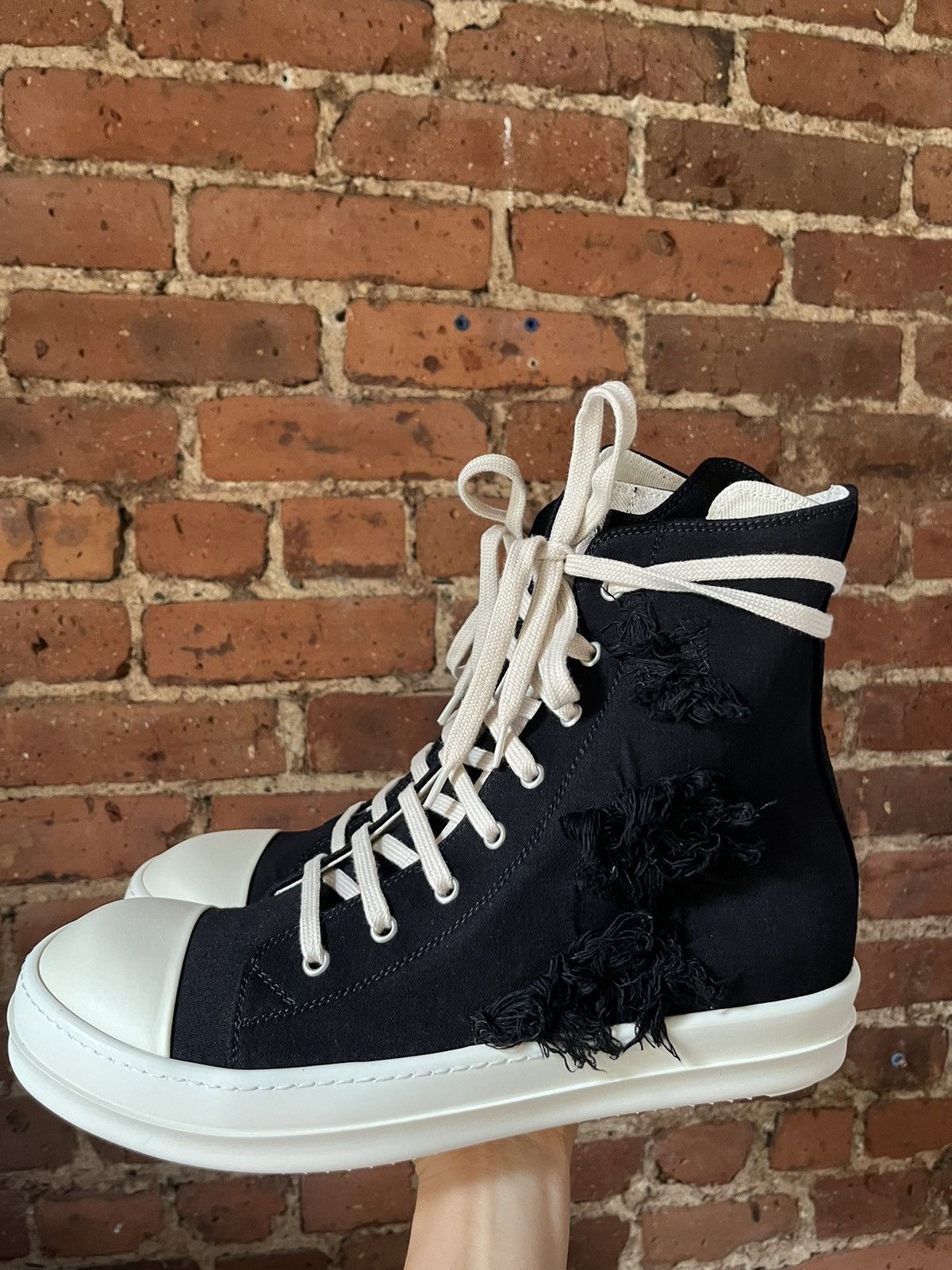 Rick Owens BRAND NEW Rick Owens Ramones slash destroyed sneakers | Grailed