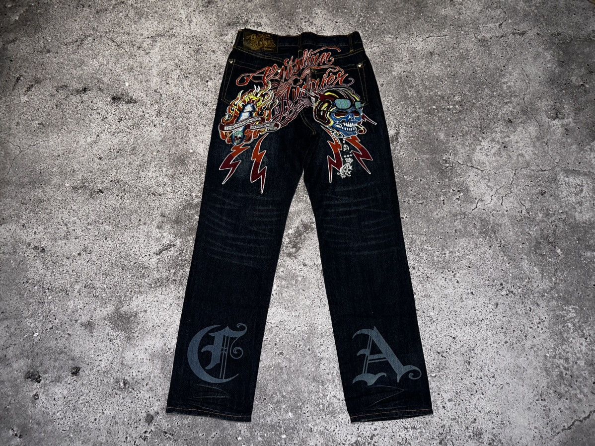 cheapest online wholesale Christian Audigier big logo jeans www