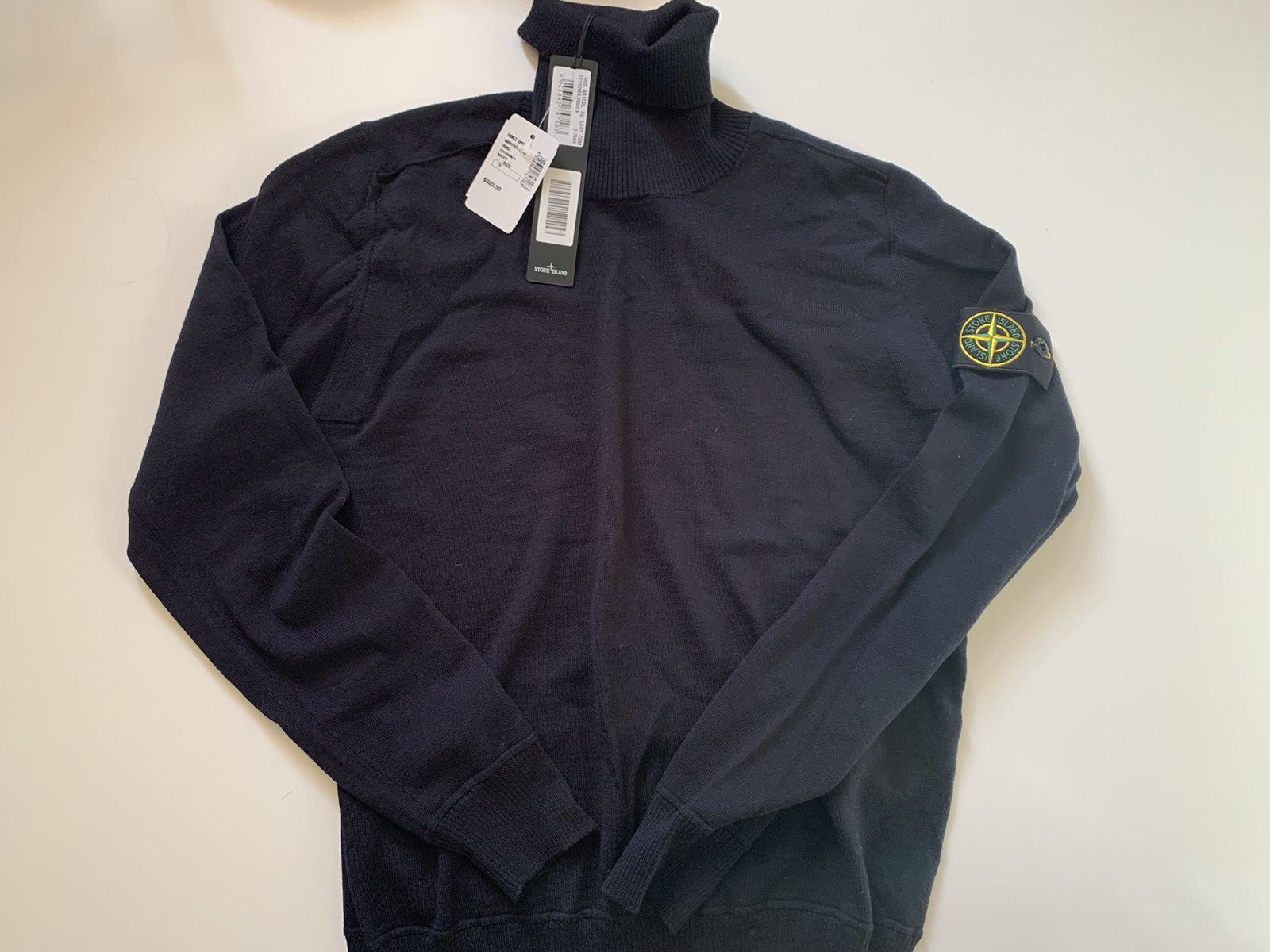 image of Stone Island Wool Turtleneck Sweater in Navy, Men's (Size Small)