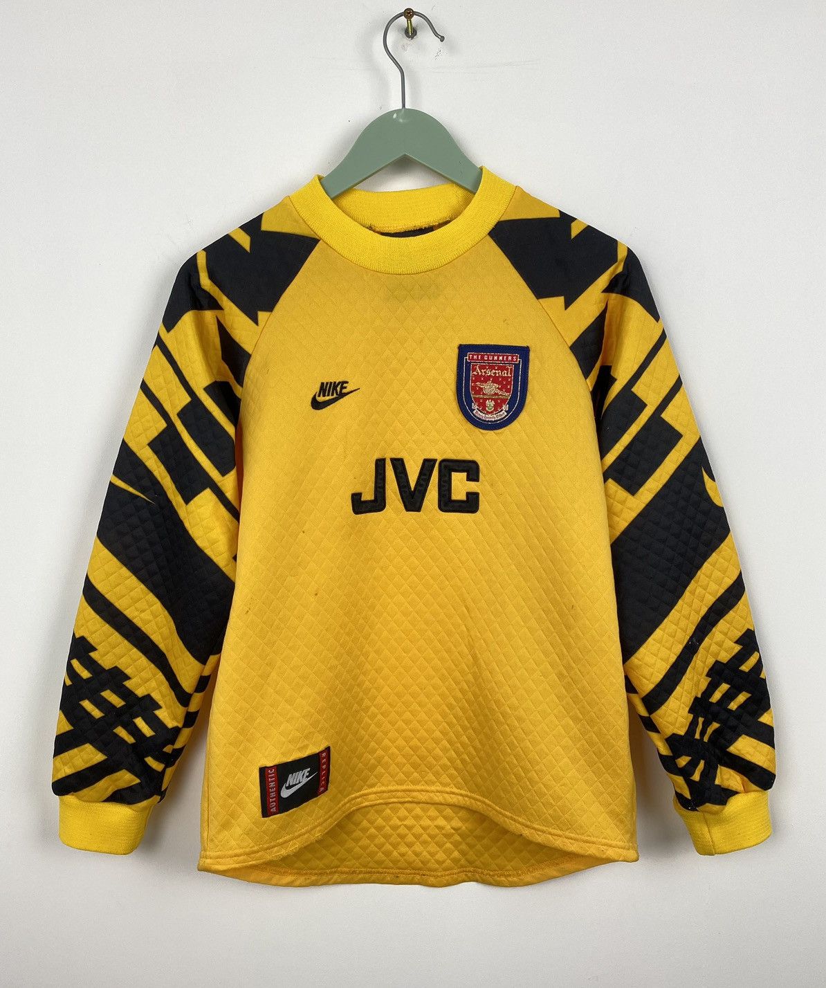 image of Nike x Soccer Jersey Vintage Arsenal London 1995/1997 Goalkeeper Jersey Psg Milan in Black/Yellow (