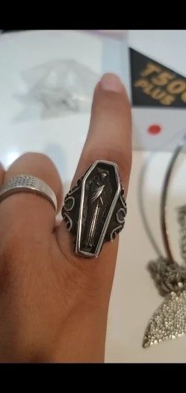 Jewelry Gothic Punk Unique Vampire Coffin Ghost Stainless Steel Ring Size ONE SIZE - 4 Thumbnail