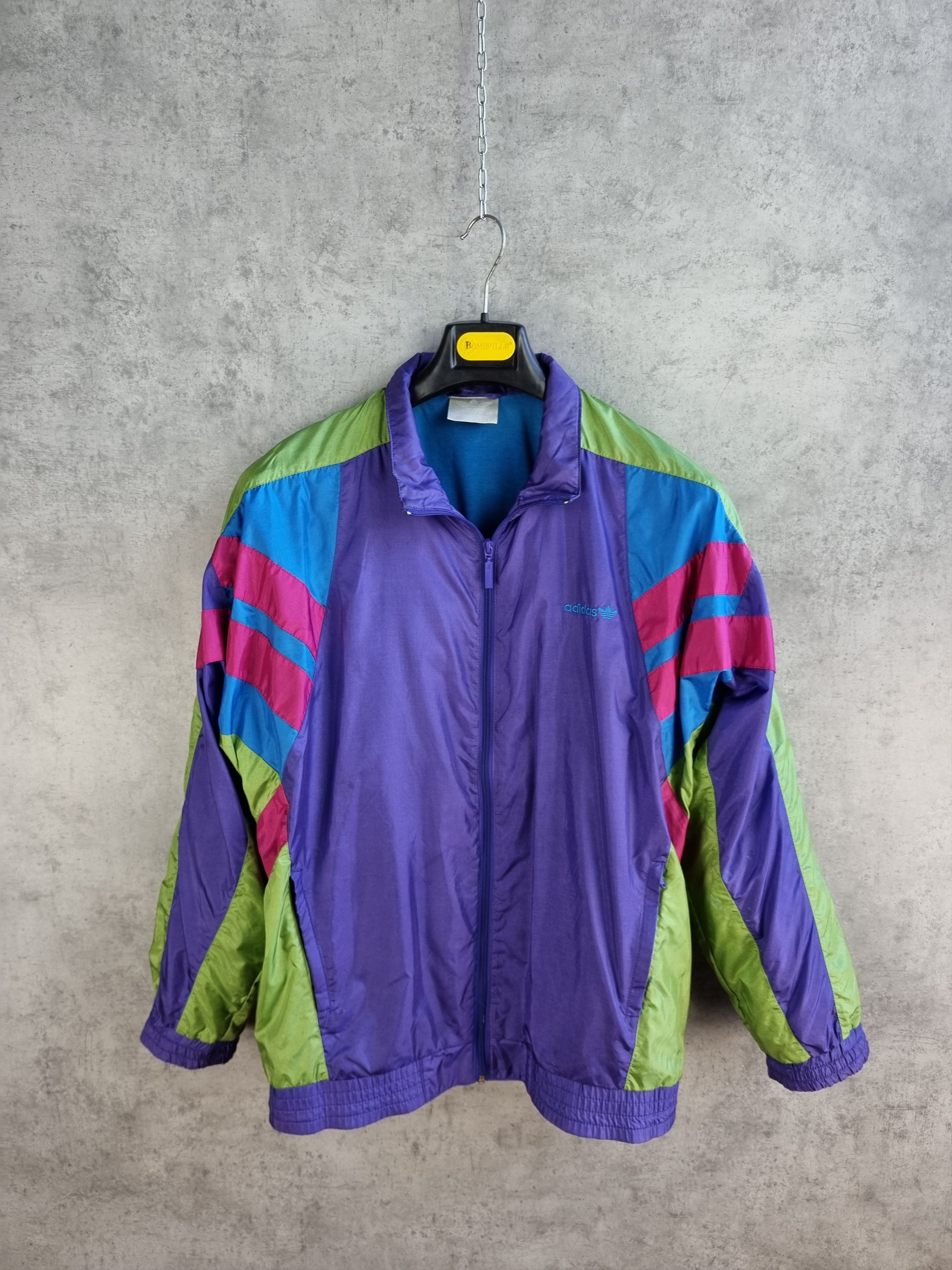 Adidas × Vintage 90s ADIDAS Electric Psychedelic Nylon Light Track Jacket Size US L / EU 52-54 / 3 - 4 Thumbnail
