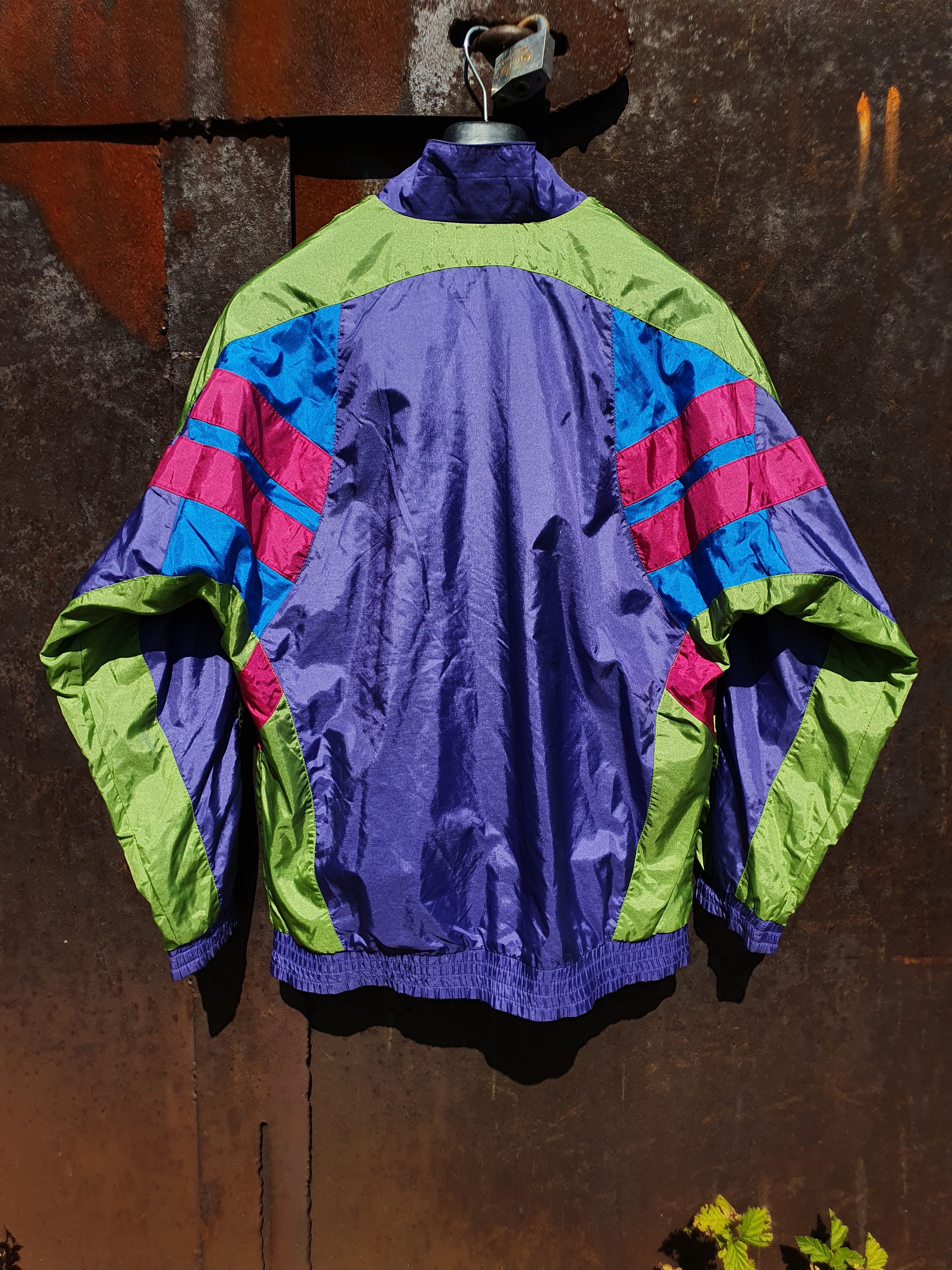 Adidas × Vintage 90s ADIDAS Electric Psychedelic Nylon Light Track Jacket Size US L / EU 52-54 / 3 - 9 Thumbnail