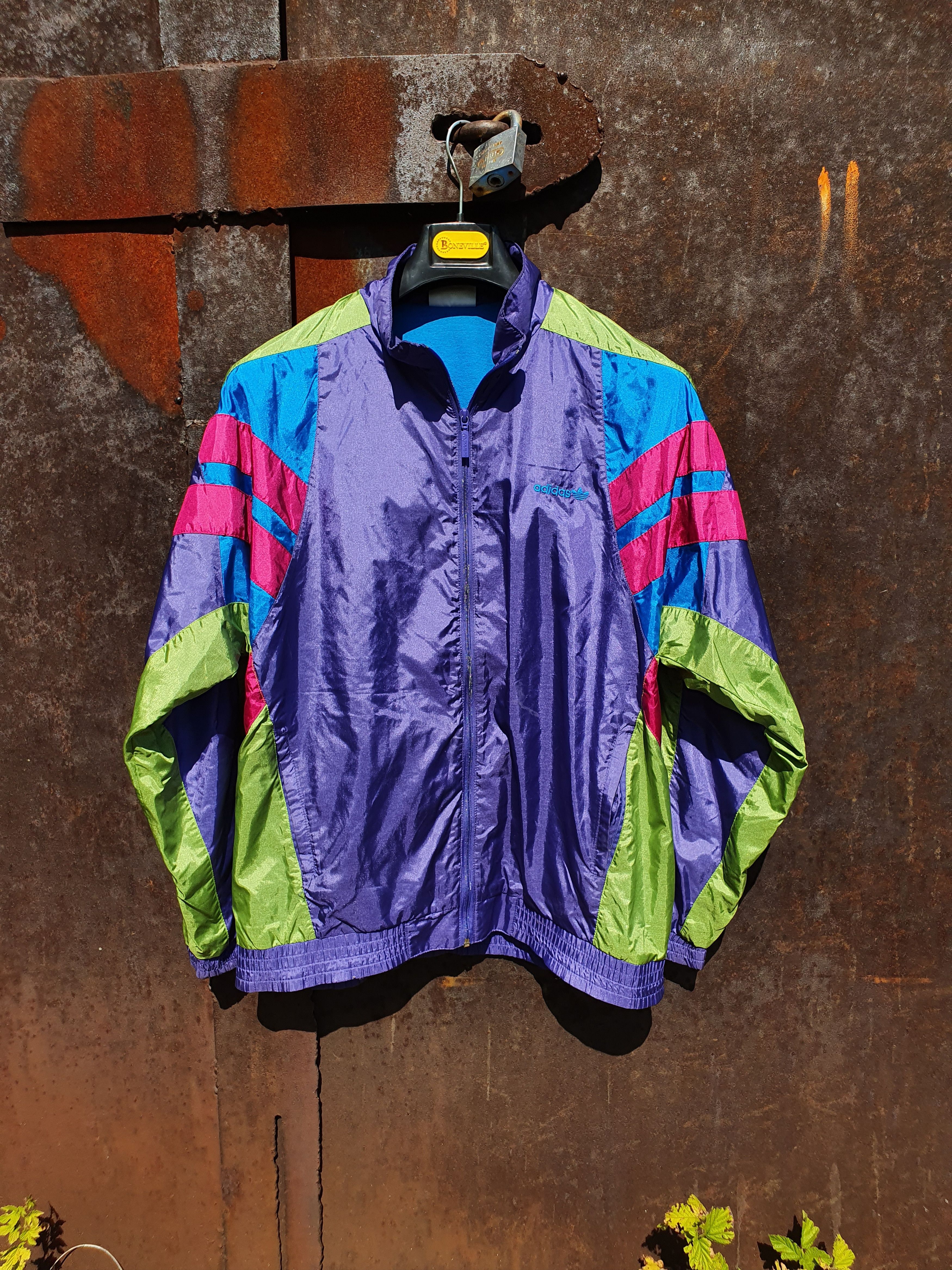 Adidas × Vintage 90s ADIDAS Electric Psychedelic Nylon Light Track Jacket Size US L / EU 52-54 / 3 - 8 Thumbnail