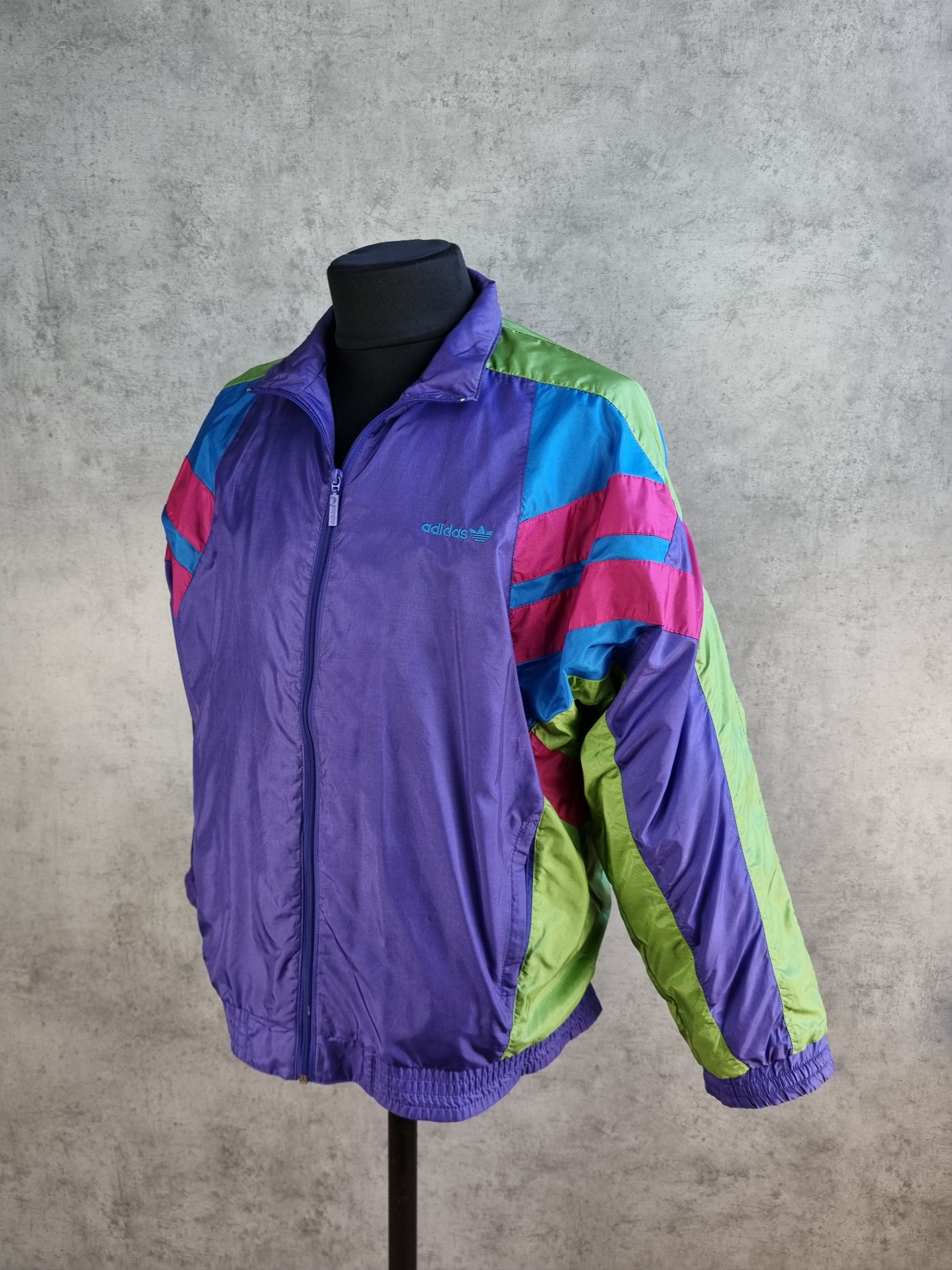 Adidas × Vintage 90s ADIDAS Electric Psychedelic Nylon Light Track Jacket Size US L / EU 52-54 / 3 - 7 Thumbnail