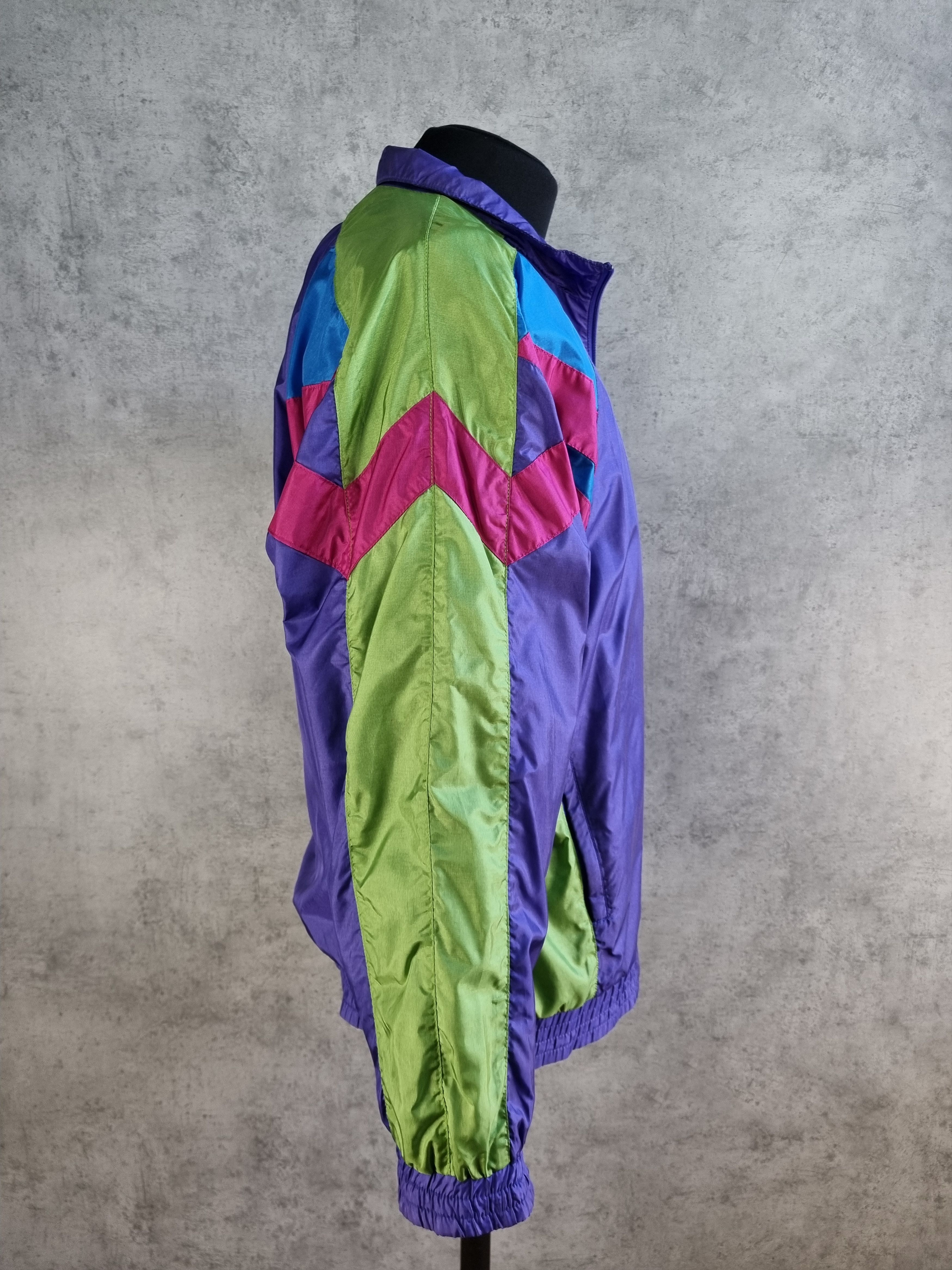 Adidas × Vintage 90s ADIDAS Electric Psychedelic Nylon Light Track Jacket Size US L / EU 52-54 / 3 - 11 Thumbnail