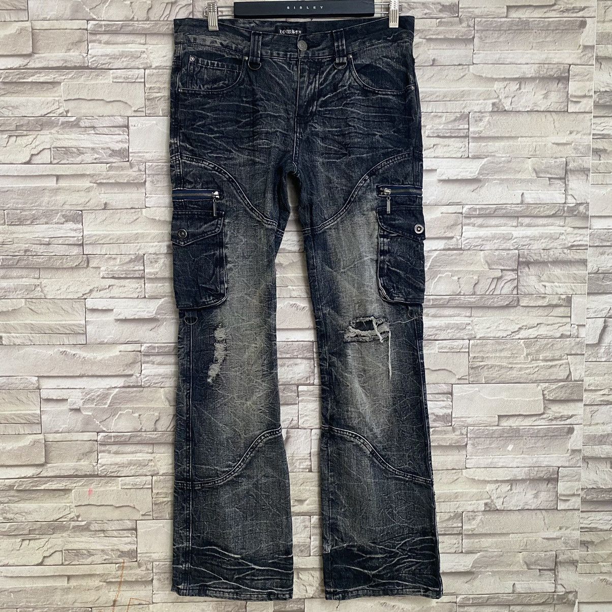 Japanese Brand Japanese Brand LOWBOX Denim Cargo Flare Jeans Size US 32 / EU 48 - 3 Thumbnail
