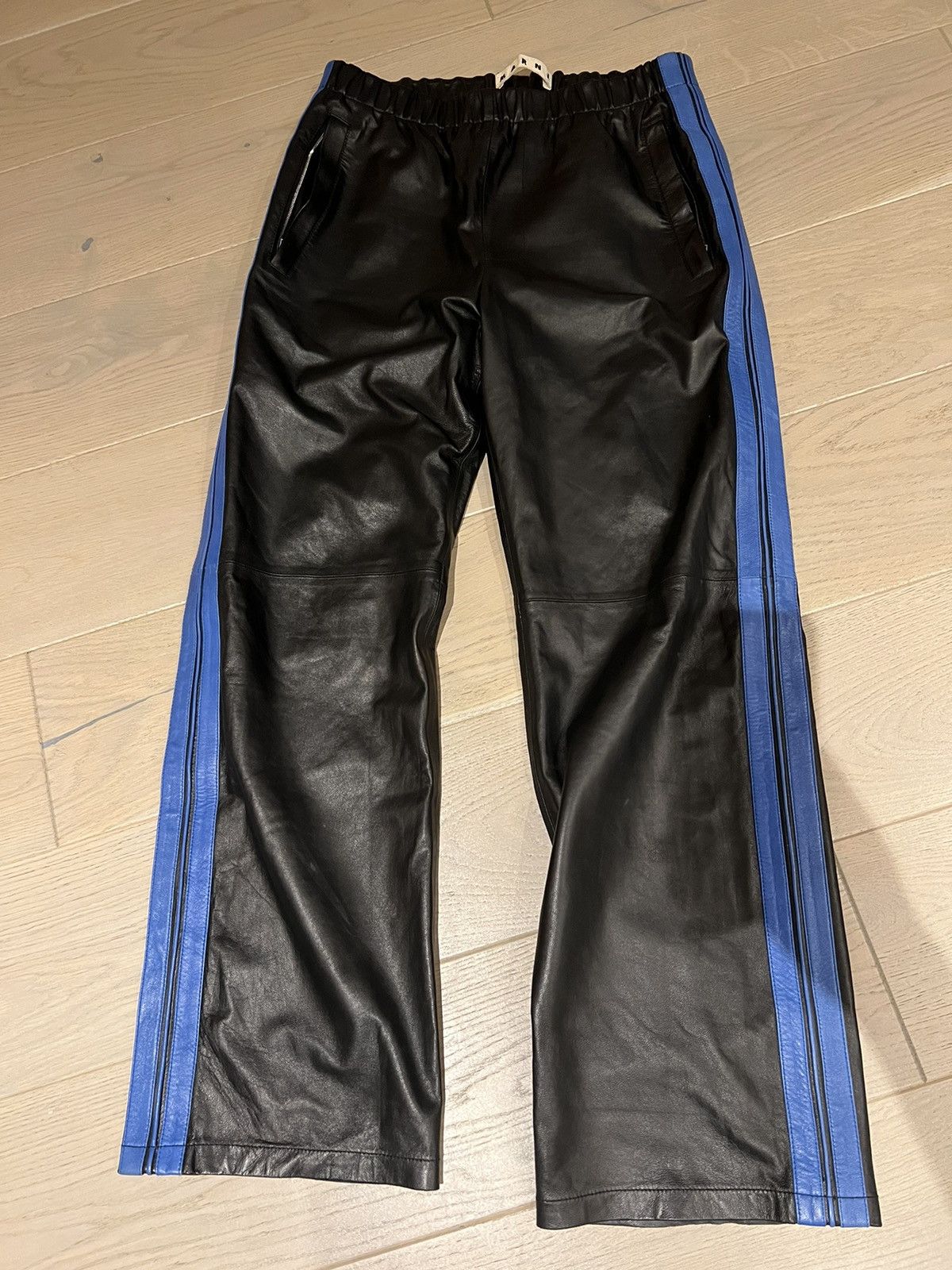 Marni Marni Loose-fit soft lamb leather trackpant trousers Size US 32 / EU 48 - 1 Thumbnail