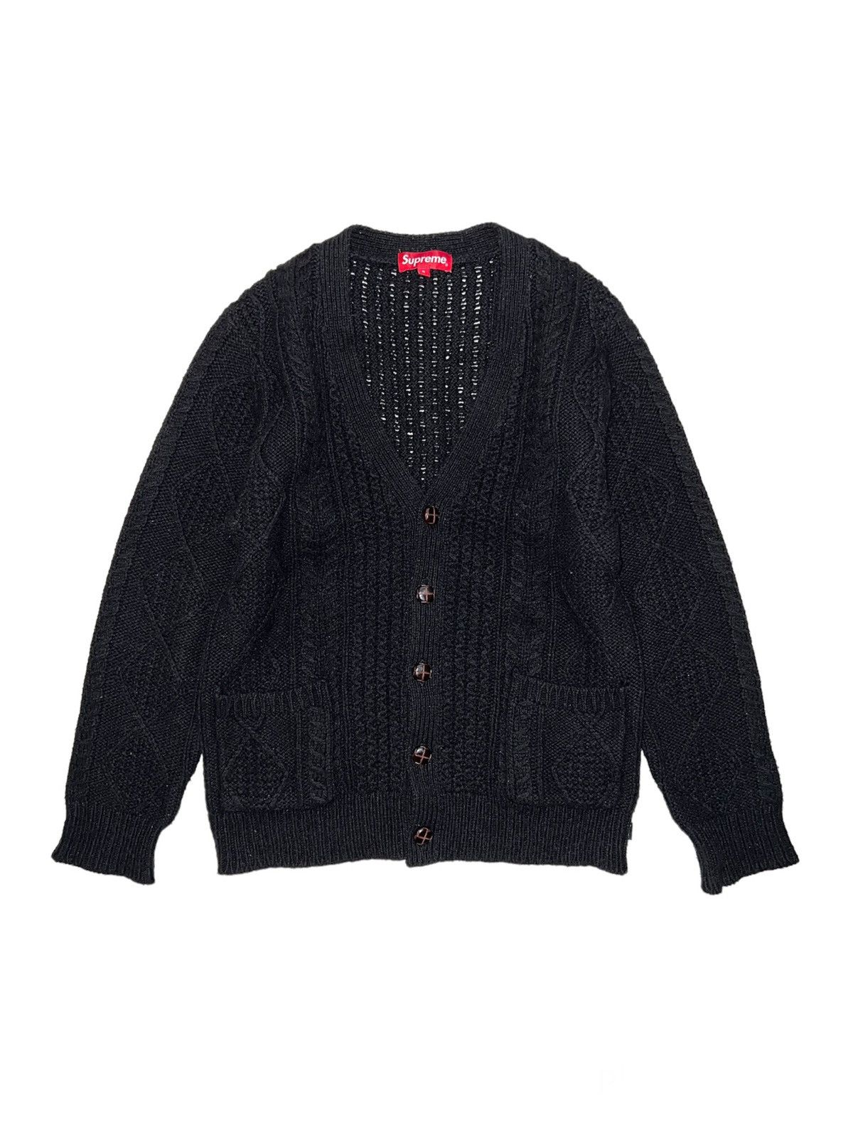 Pre-owned Supreme Cable Knit Cardigan In Black | ModeSens