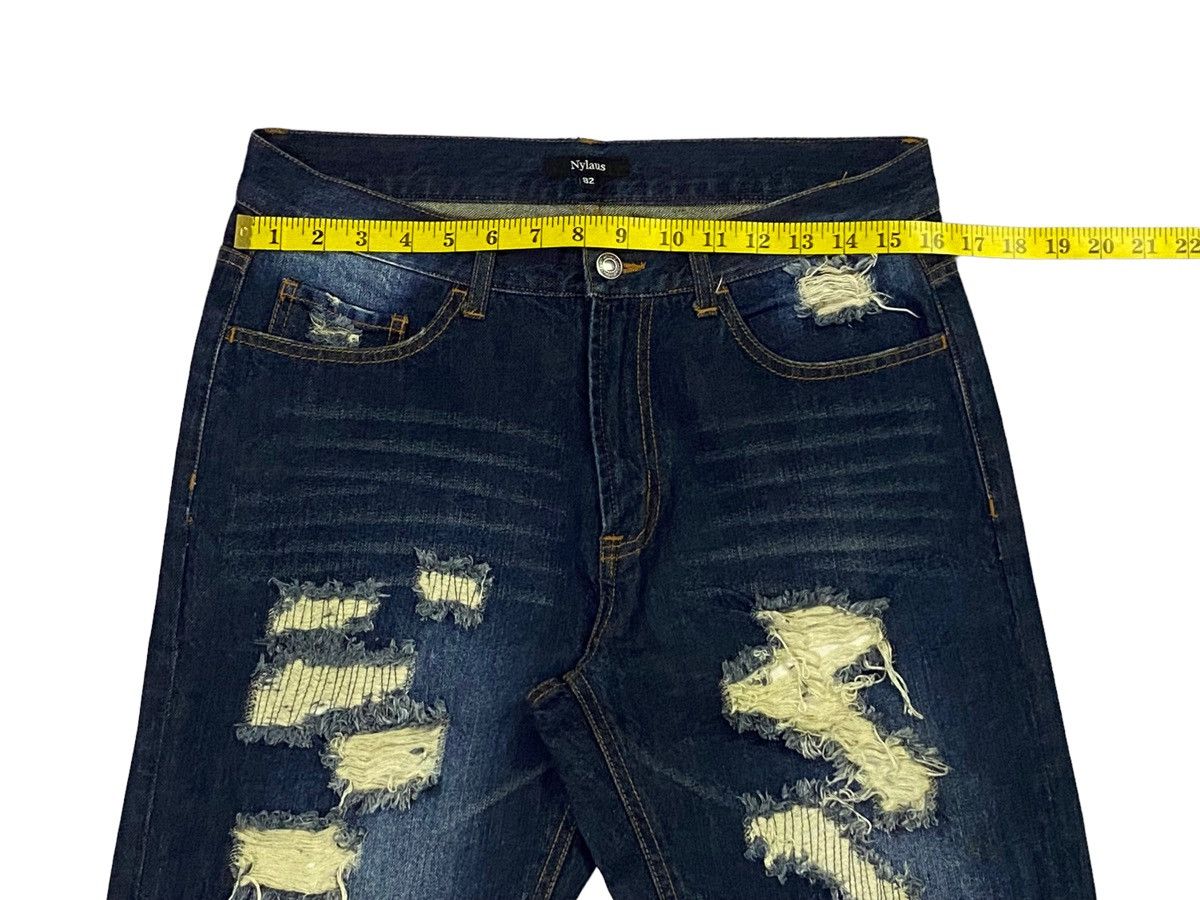 Japanese Brand Nice Design‼️“NYLAUS” Ripped Distressed Denim Pants Size US 32 / EU 48 - 4 Thumbnail