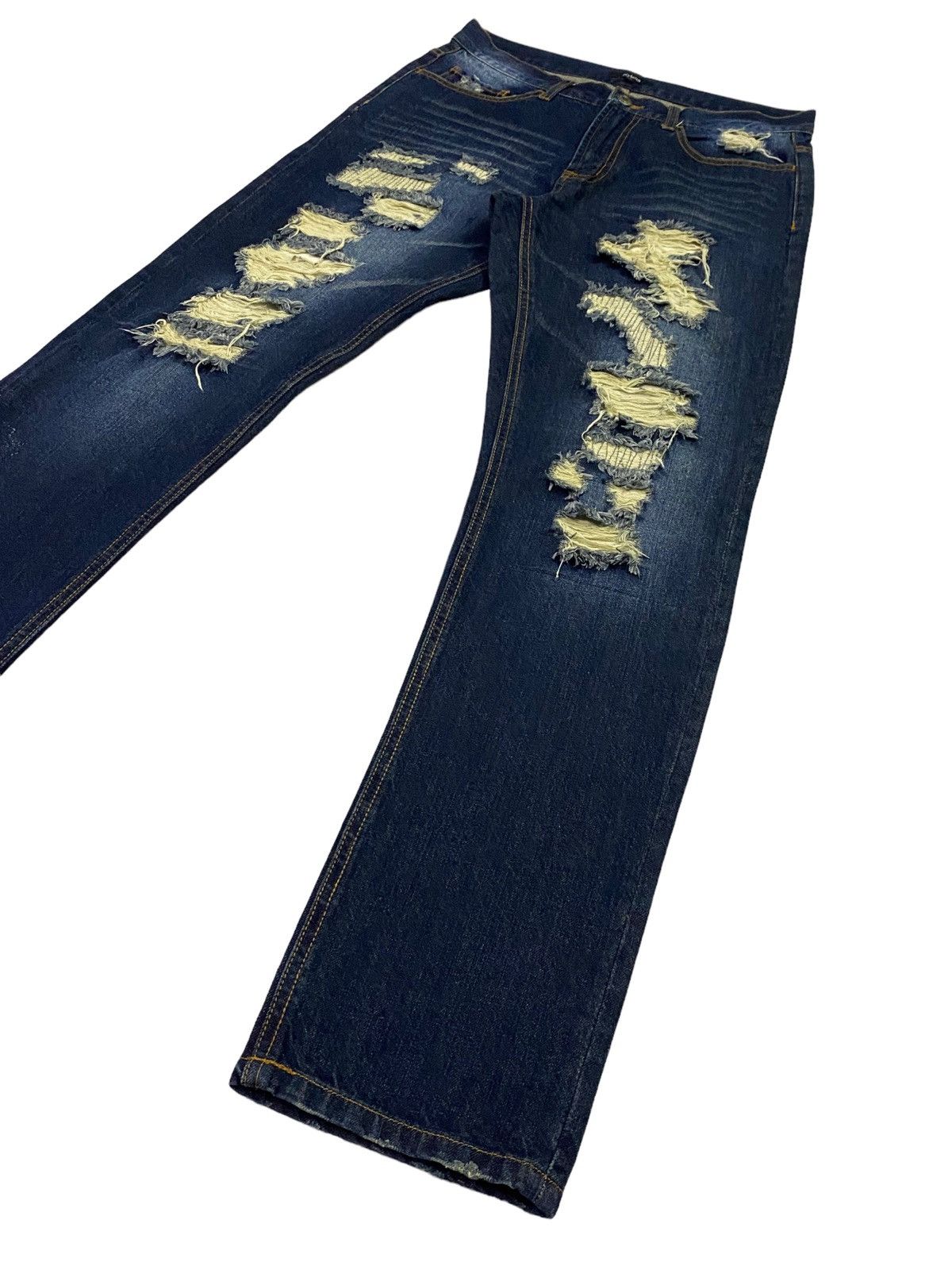 Japanese Brand Nice Design‼️“NYLAUS” Ripped Distressed Denim Pants Size US 32 / EU 48 - 17 Thumbnail