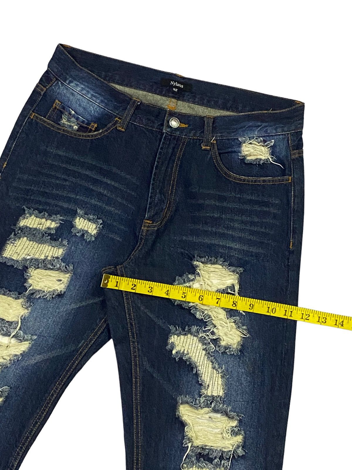Japanese Brand Nice Design‼️“NYLAUS” Ripped Distressed Denim Pants Size US 32 / EU 48 - 8 Thumbnail