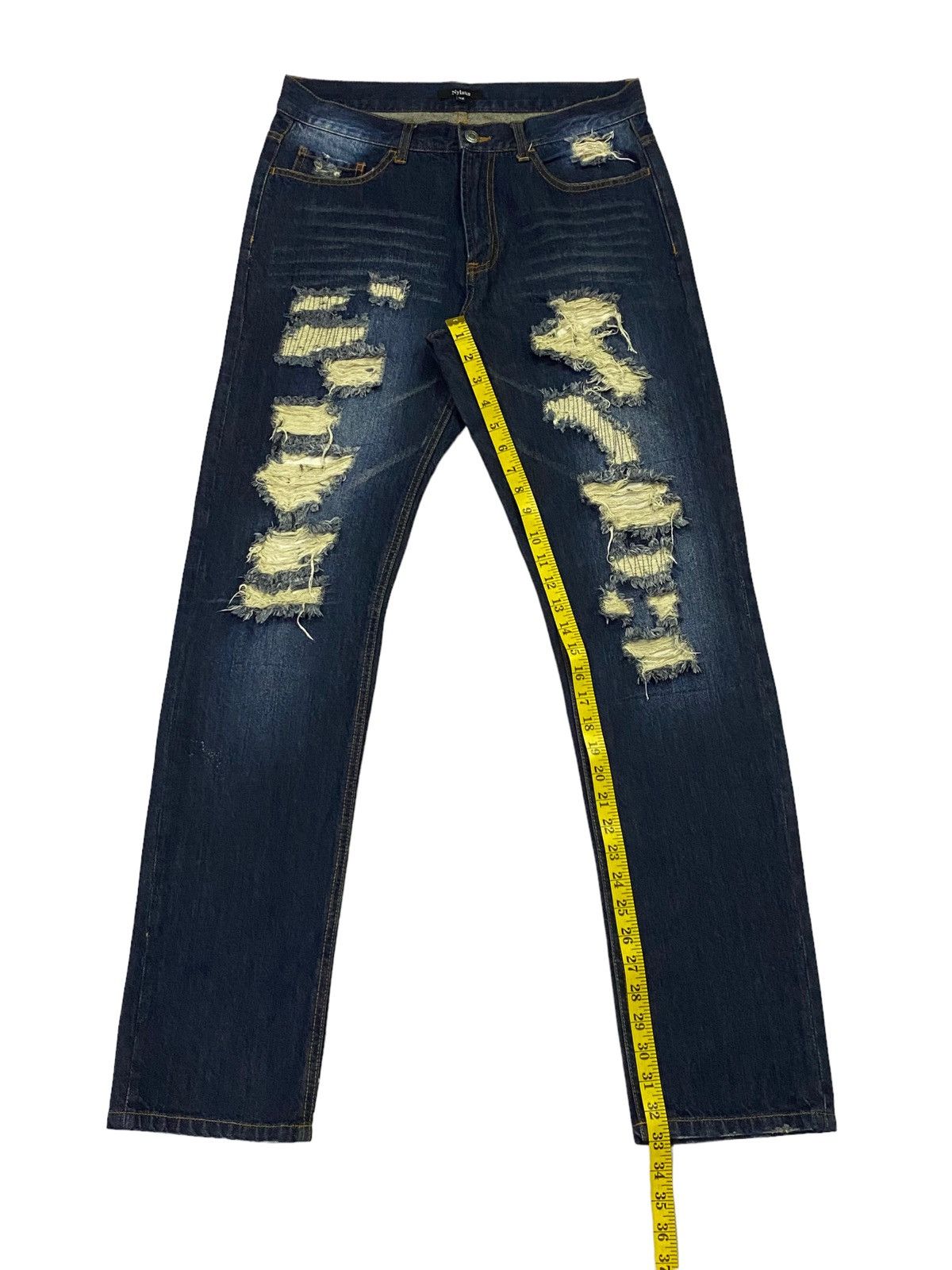 Japanese Brand Nice Design‼️“NYLAUS” Ripped Distressed Denim Pants Size US 32 / EU 48 - 7 Thumbnail