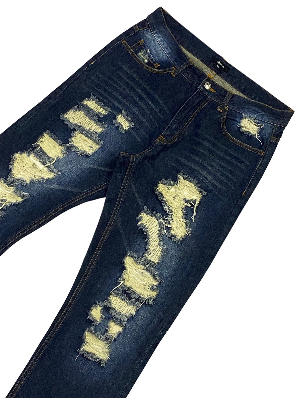Japanese Brand Nice Design‼️“NYLAUS” Ripped Distressed Denim Pants Size US 32 / EU 48 - 15 Thumbnail