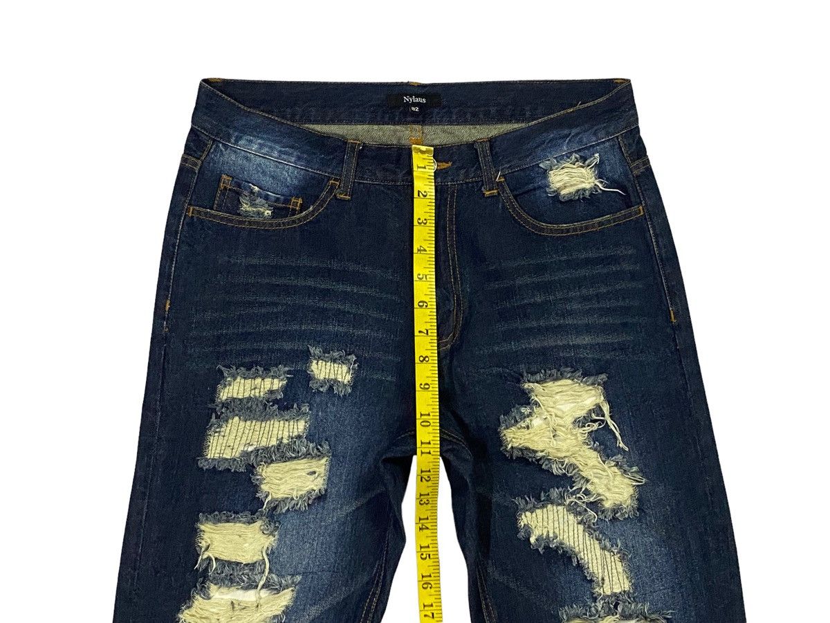 Japanese Brand Nice Design‼️“NYLAUS” Ripped Distressed Denim Pants Size US 32 / EU 48 - 5 Thumbnail