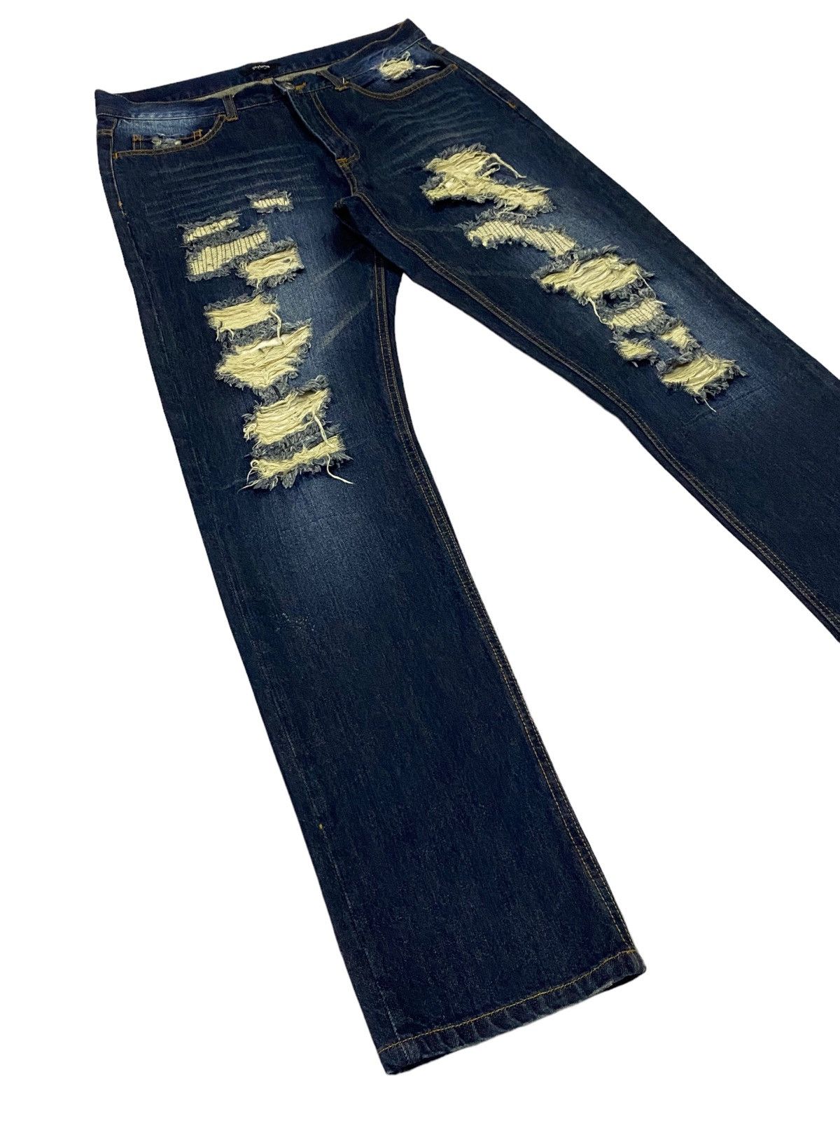 Japanese Brand Nice Design‼️“NYLAUS” Ripped Distressed Denim Pants Size US 32 / EU 48 - 16 Thumbnail