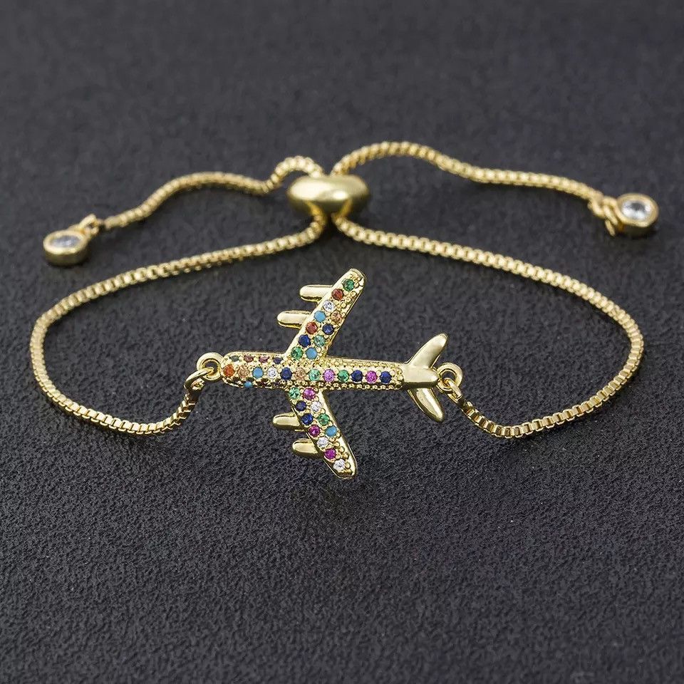 Jewelry Copper CZ Aircraft Chain Bracelet Size ONE SIZE - 1 Thumbnail