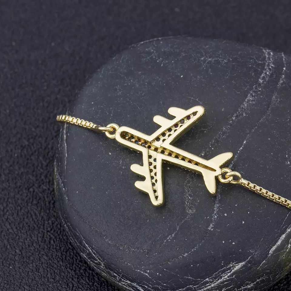 Jewelry Copper CZ Aircraft Chain Bracelet Size ONE SIZE - 2 Thumbnail