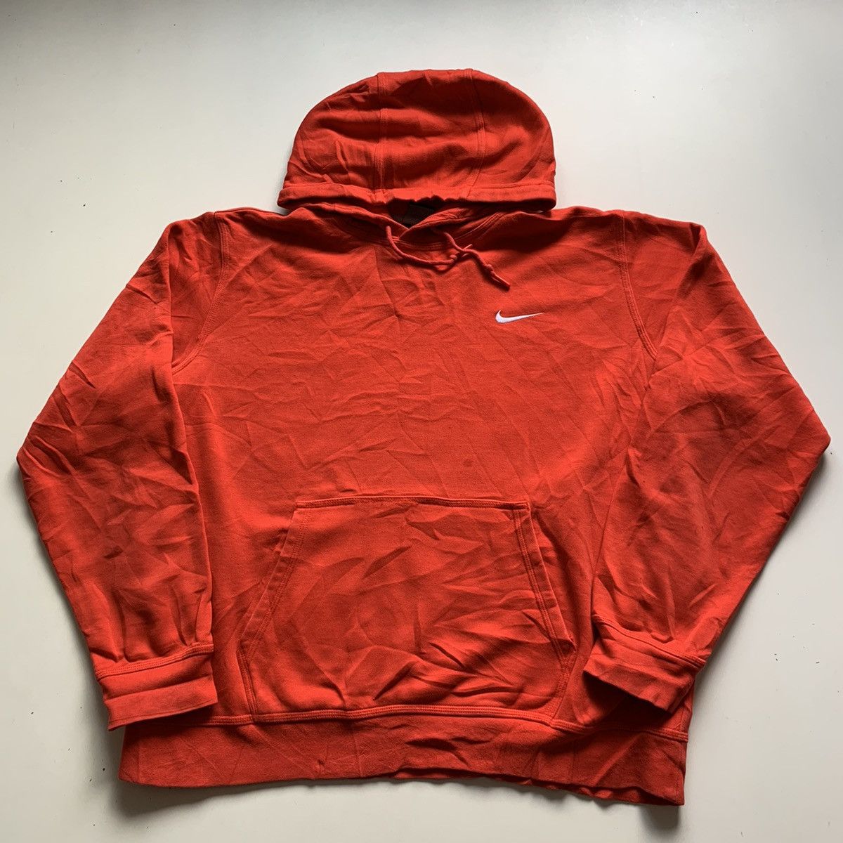 Pre-owned Nike X Vintage 2000s Nike Embroidered Swoosh Hoodie Men's Xl Red