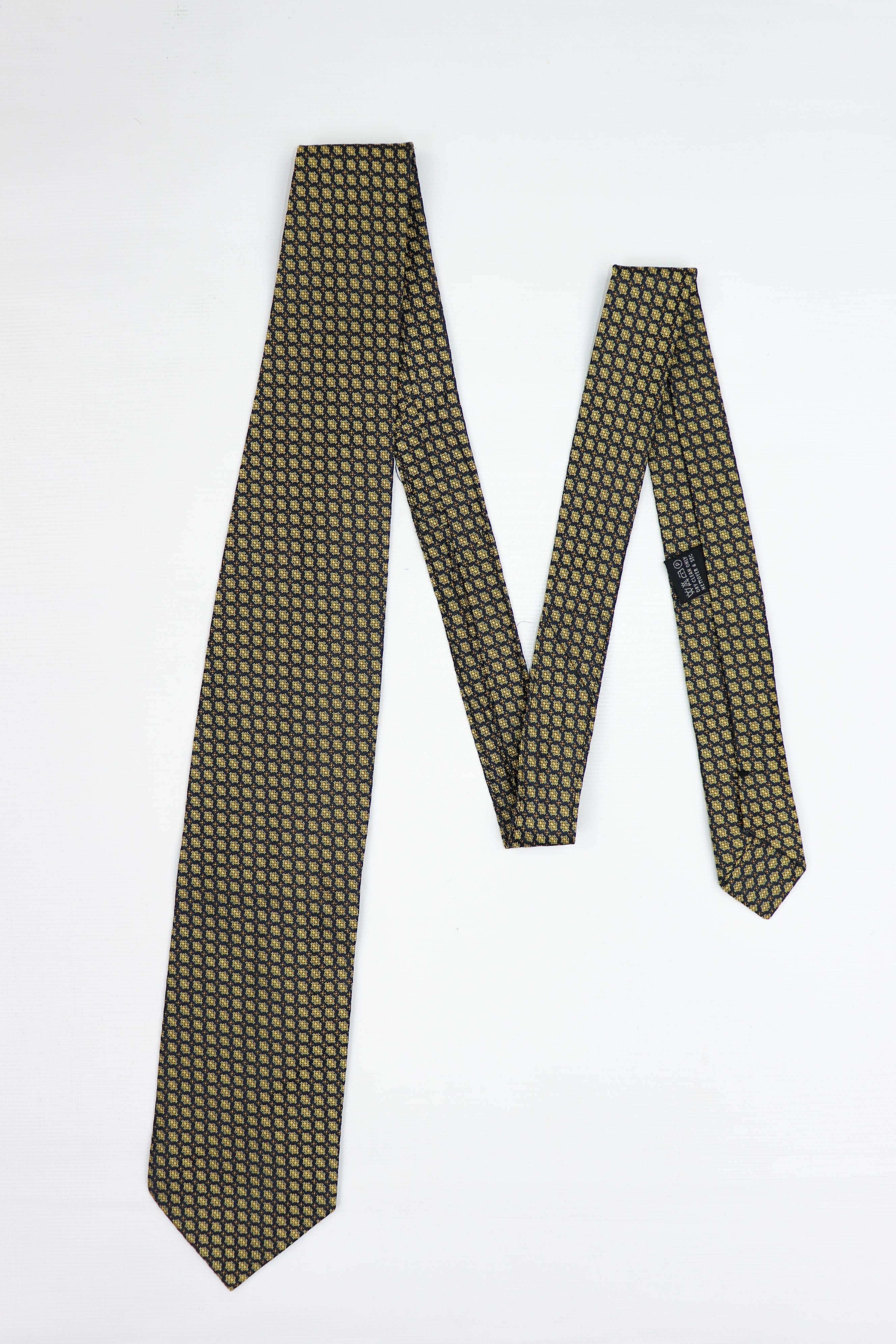 Jil Sander Jil Sander Vintage Black Yellow Embro Pattern Silk Tie Size ONE SIZE - 1 Thumbnail