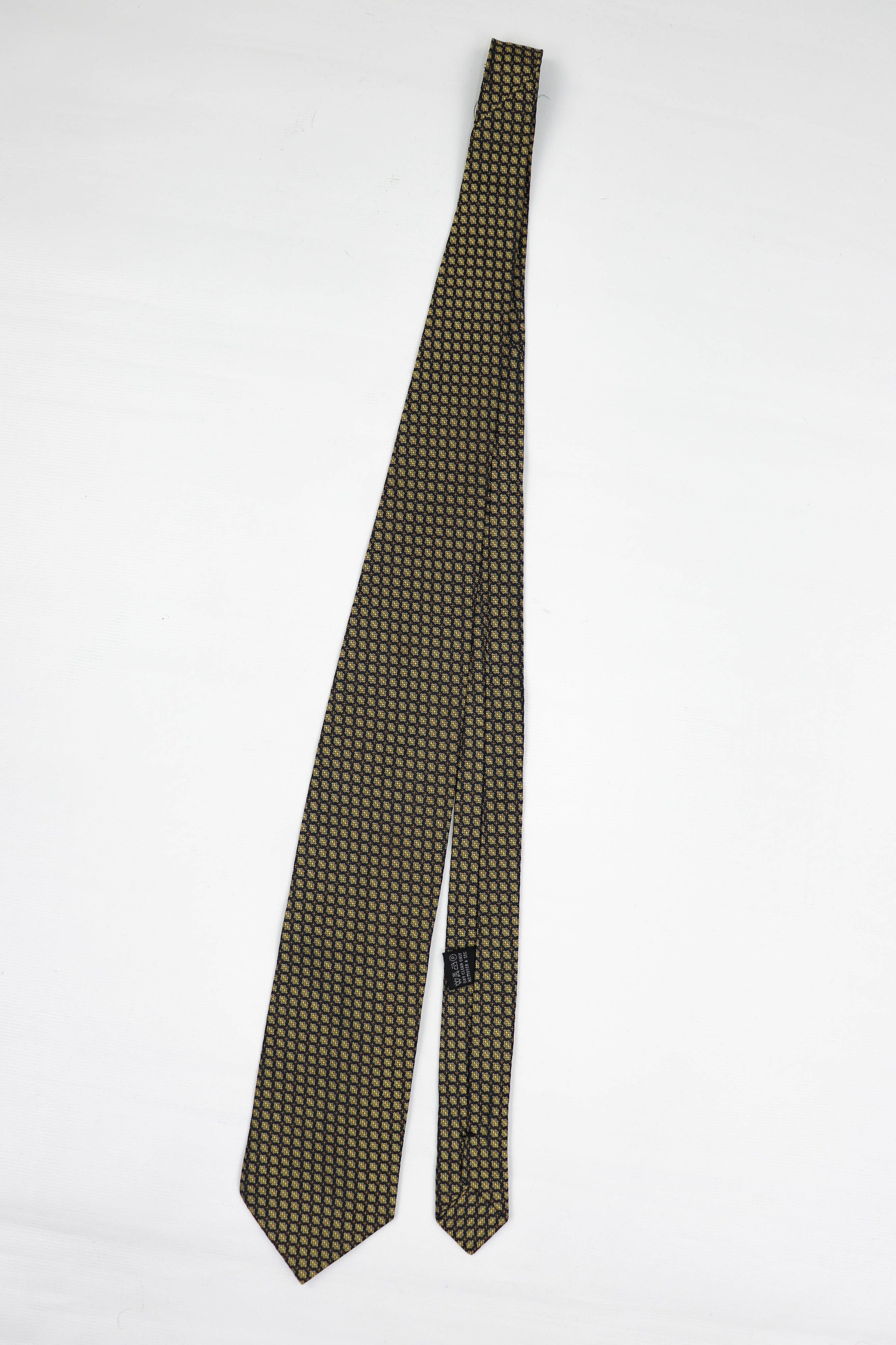 Jil Sander Jil Sander Vintage Black Yellow Embro Pattern Silk Tie Size ONE SIZE - 2 Thumbnail