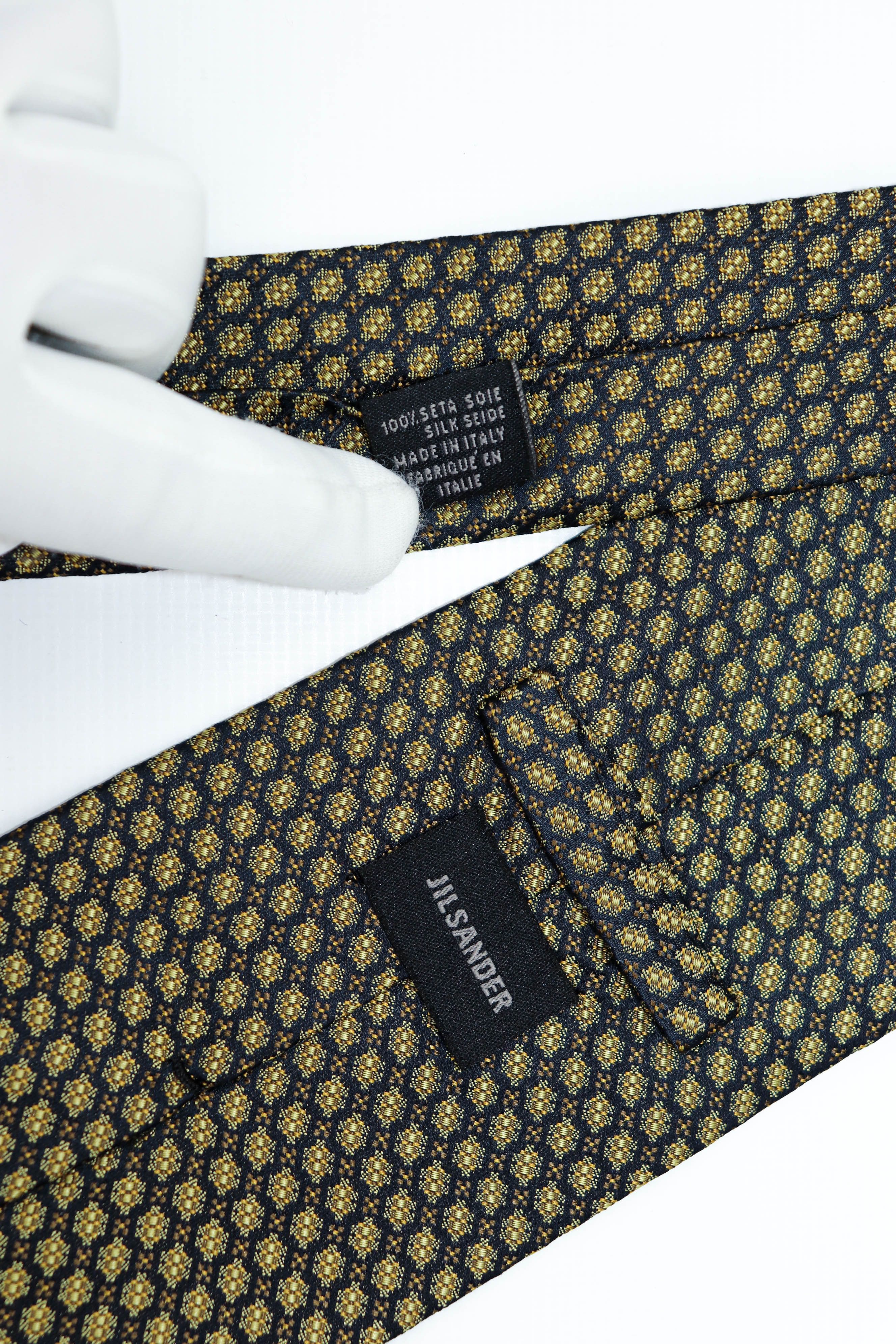 Jil Sander Jil Sander Vintage Black Yellow Embro Pattern Silk Tie Size ONE SIZE - 8 Thumbnail