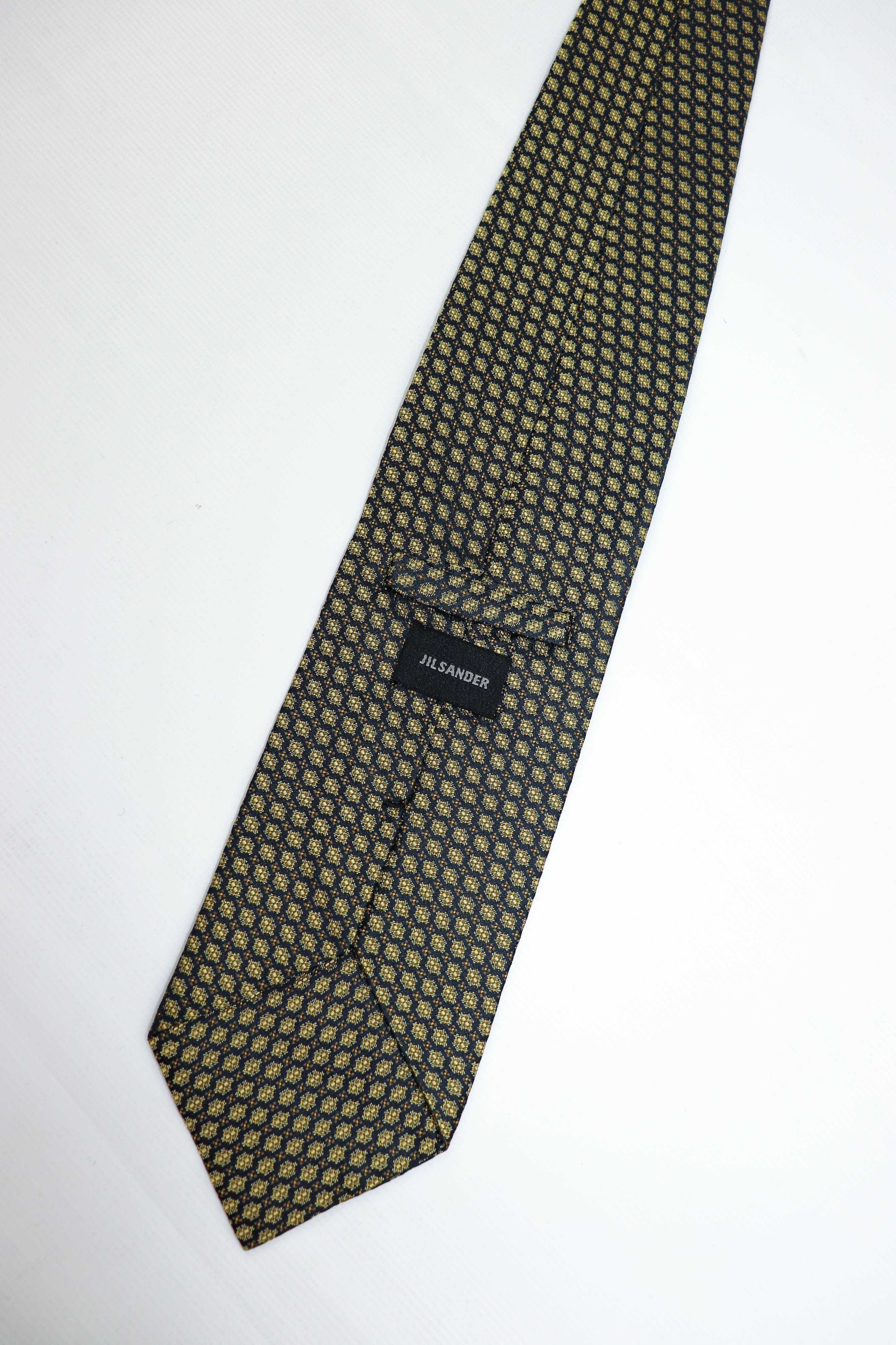 Jil Sander Jil Sander Vintage Black Yellow Embro Pattern Silk Tie Size ONE SIZE - 4 Thumbnail