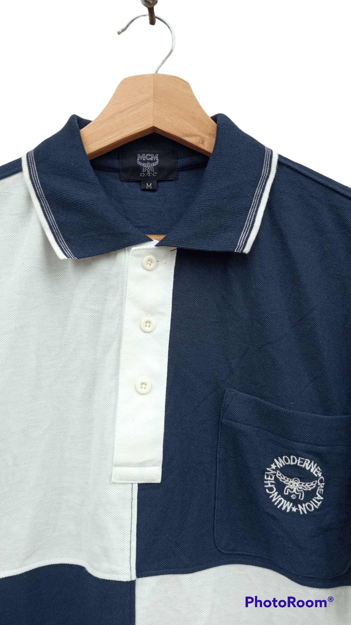 MCM × Vintage 🔥🔥Vtg MCM Embroidery Spellout Logo Colour Block Polo Tee Size US M / EU 48-50 / 2 - 18 Thumbnail