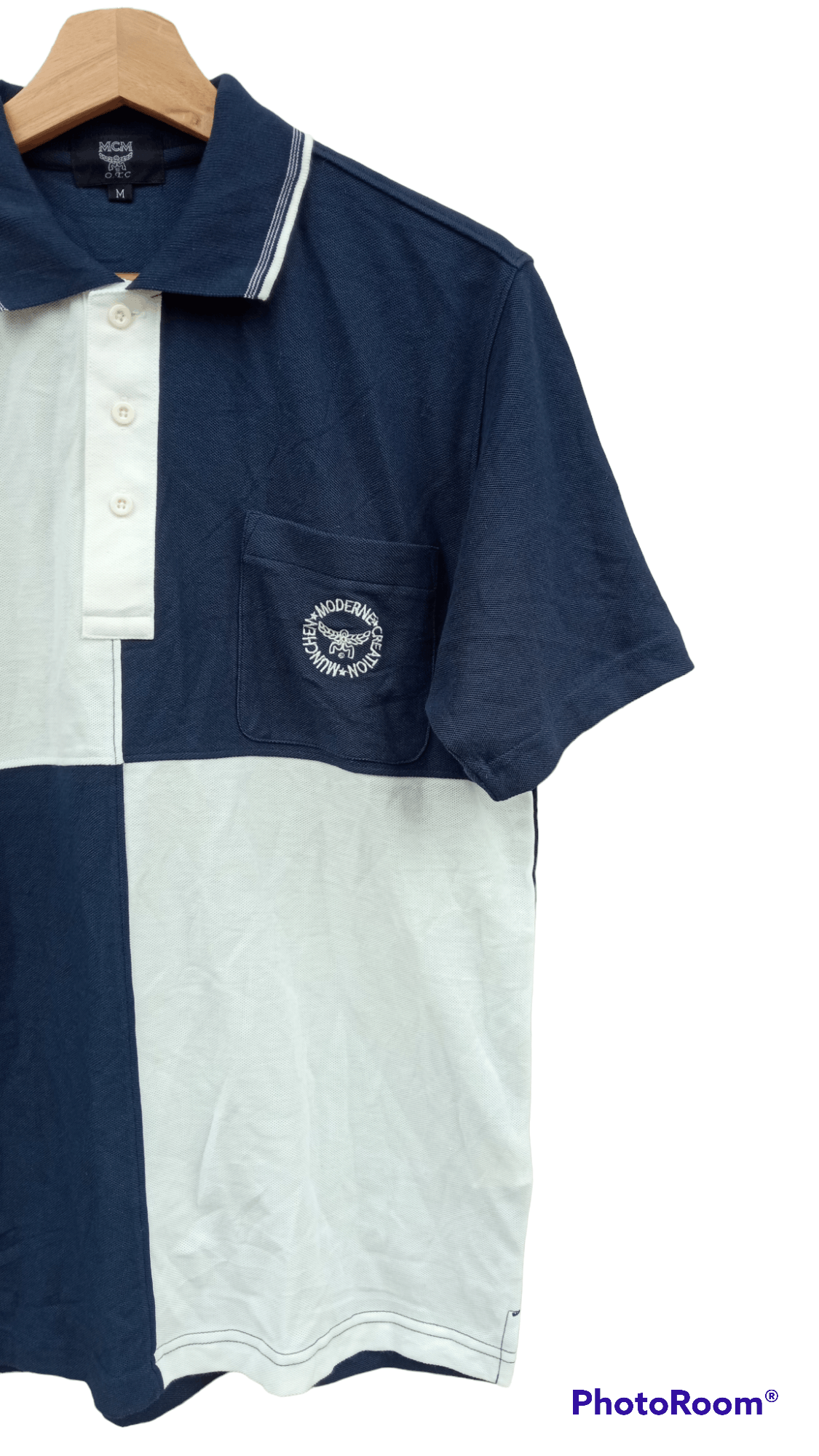 MCM × Vintage 🔥🔥Vtg MCM Embroidery Spellout Logo Colour Block Polo Tee Size US M / EU 48-50 / 2 - 5 Thumbnail