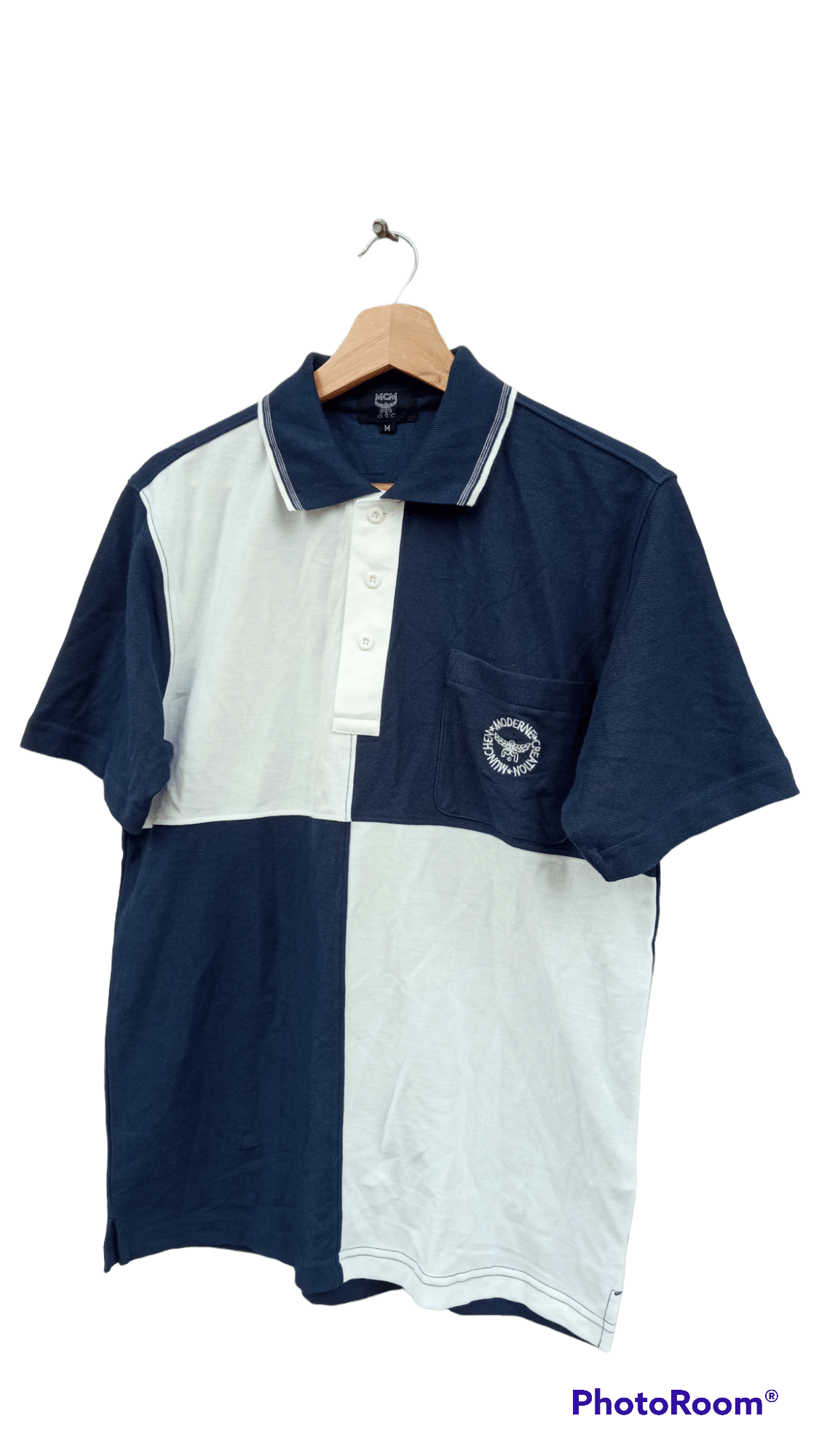 MCM × Vintage 🔥🔥Vtg MCM Embroidery Spellout Logo Colour Block Polo Tee Size US M / EU 48-50 / 2 - 3 Thumbnail