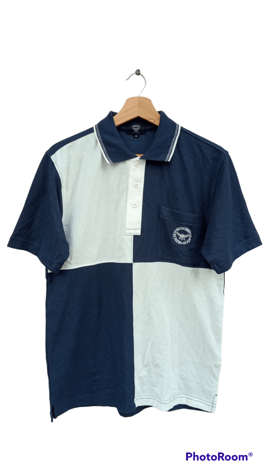 MCM × Vintage 🔥🔥Vtg MCM Embroidery Spellout Logo Colour Block Polo Tee Size US M / EU 48-50 / 2 - 1 Thumbnail