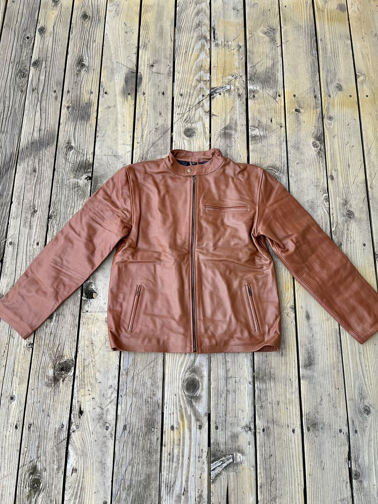 image of Vintage Cafe Racer Leather Jacket in Brown, Men's (Size 2XL)