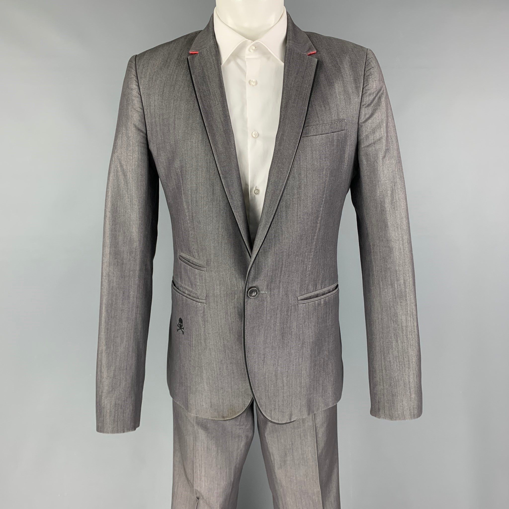 Philipp Plein Light Gray Cotton Blend Single Button Suit Size 38R - 1 Preview