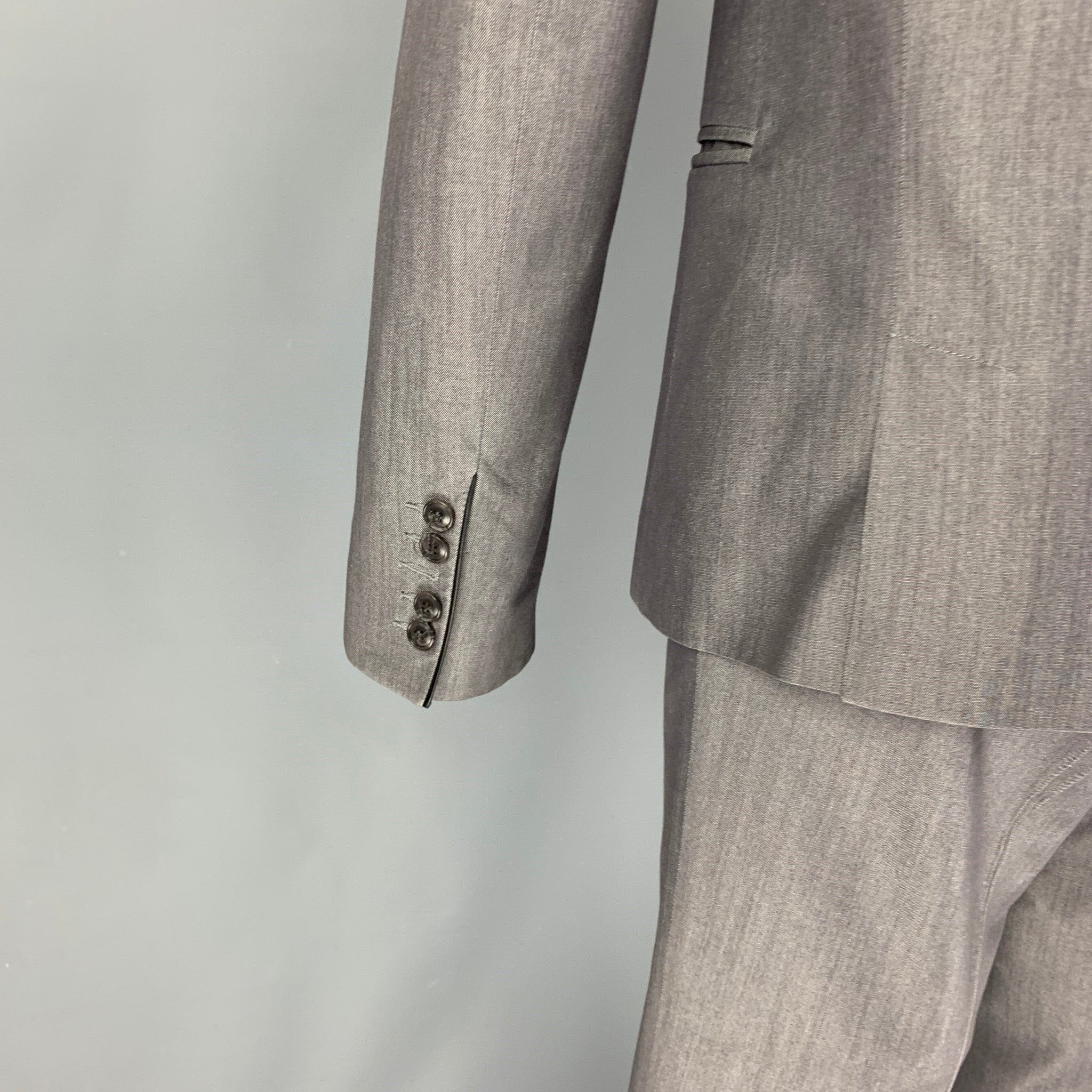 Philipp Plein Light Gray Cotton Blend Single Button Suit Size 38R - 4 Thumbnail