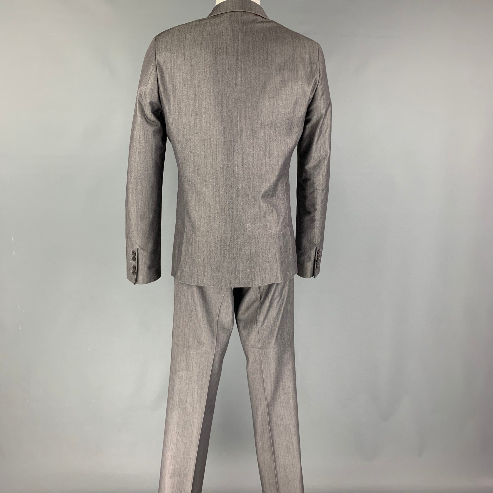 Philipp Plein Light Gray Cotton Blend Single Button Suit Size 38R - 3 Thumbnail