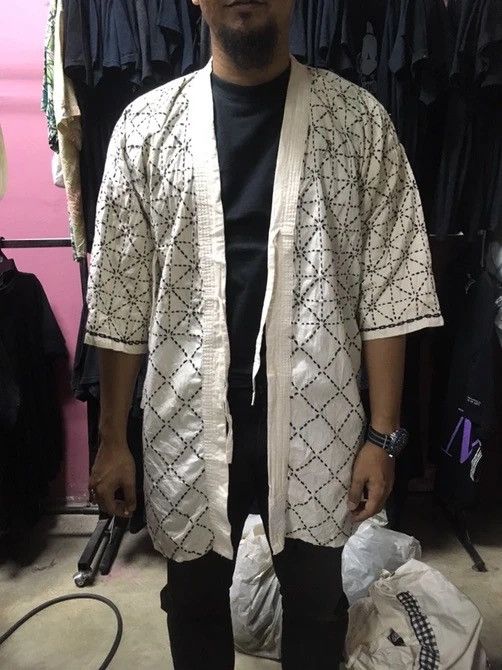 Japanese Brand 💥RARE! Sashiko Stitching Kimono Hanten Sanjuro Jacket Size US M / EU 48-50 / 2 - 1 Thumbnail