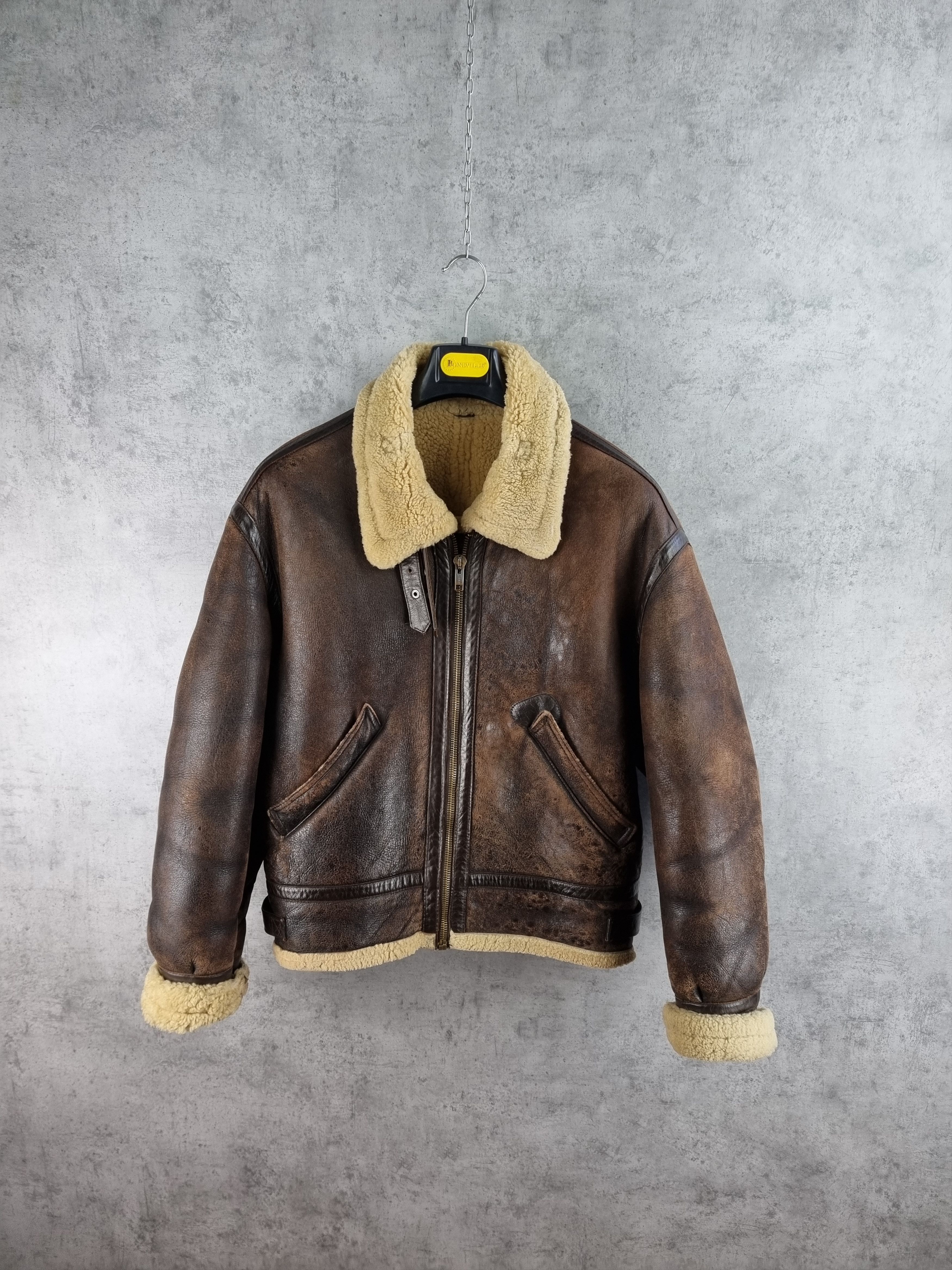 Genuine Leather × Leather 90s Vintage KUDSAK Shearling Aviator Leather Jacket Size US XL / EU 56 / 4 - 2 Thumbnail