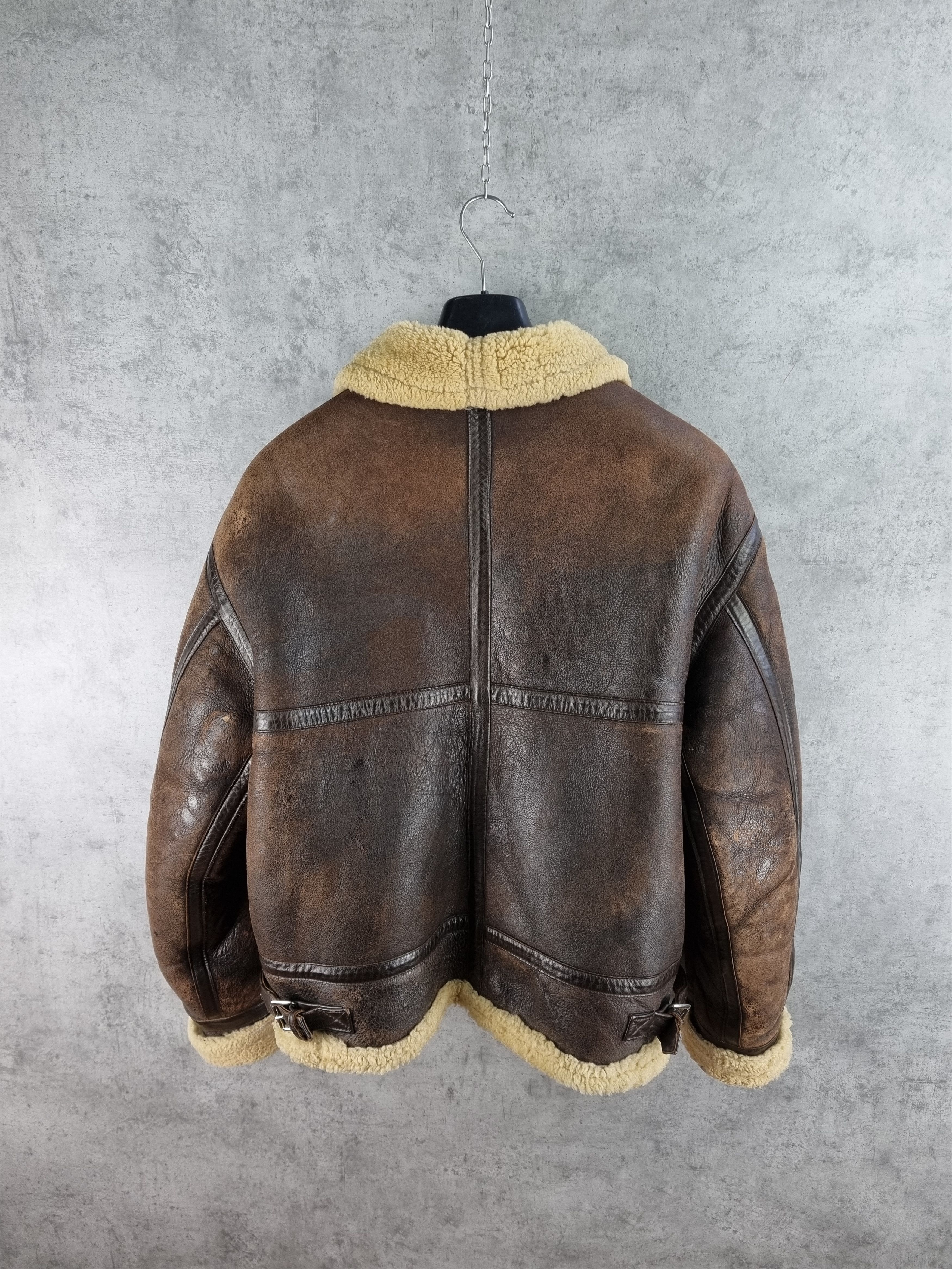 Genuine Leather × Leather 90s Vintage KUDSAK Shearling Aviator Leather Jacket Size US XL / EU 56 / 4 - 4 Thumbnail