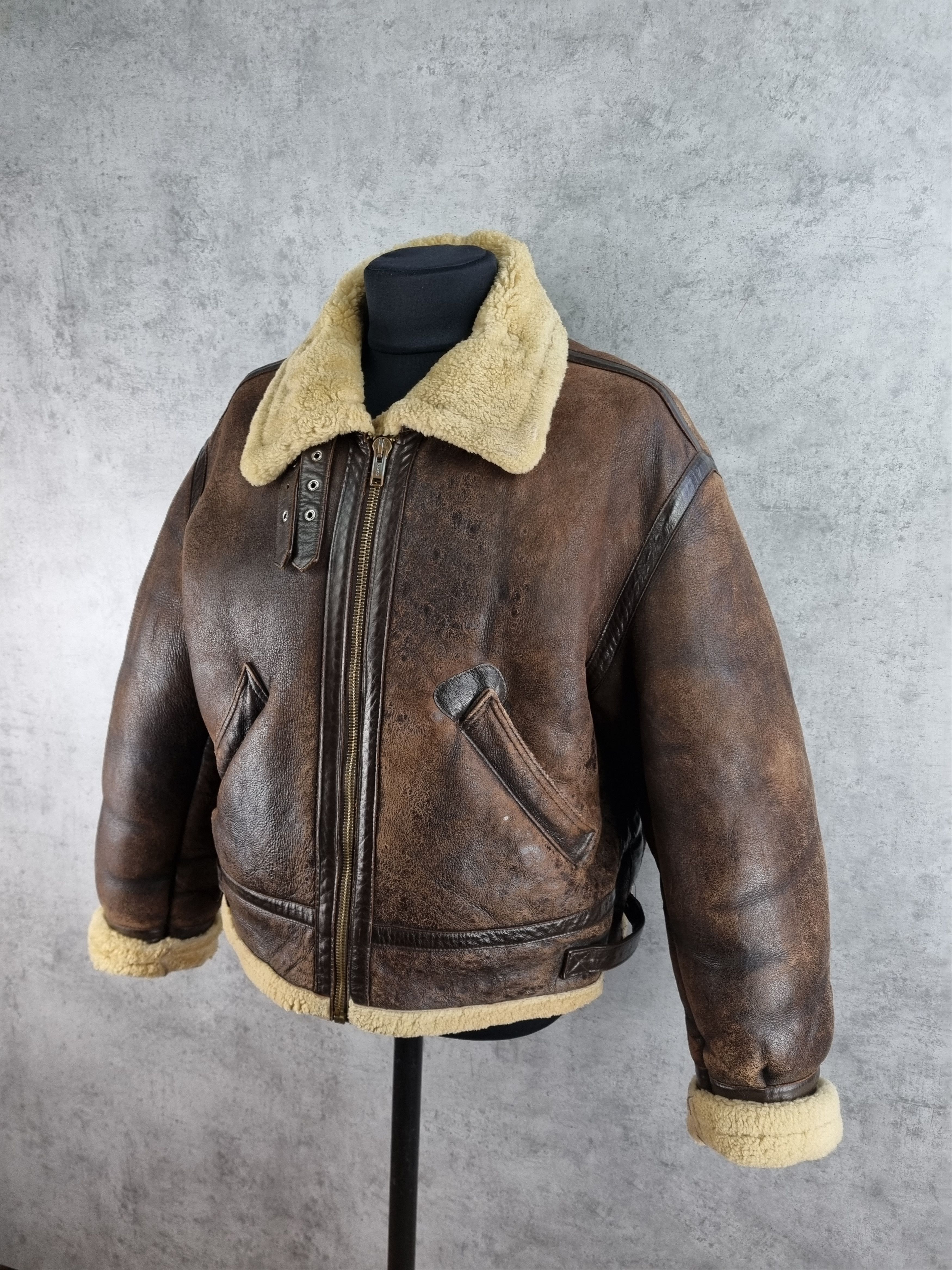 Genuine Leather × Leather 90s Vintage KUDSAK Shearling Aviator Leather Jacket Size US XL / EU 56 / 4 - 24 Thumbnail