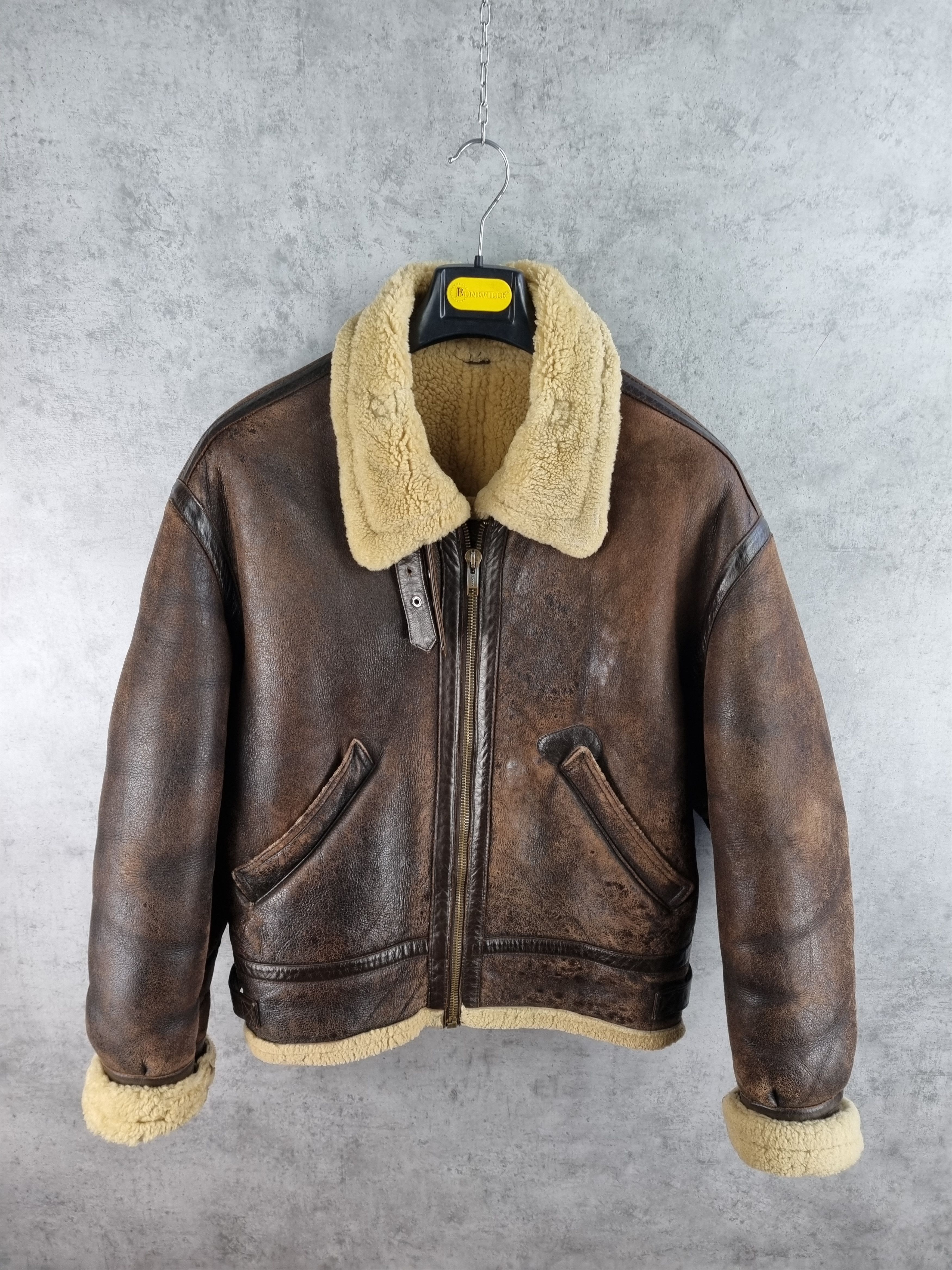 Genuine Leather × Leather 90s Vintage KUDSAK Shearling Aviator Leather Jacket Size US XL / EU 56 / 4 - 8 Thumbnail